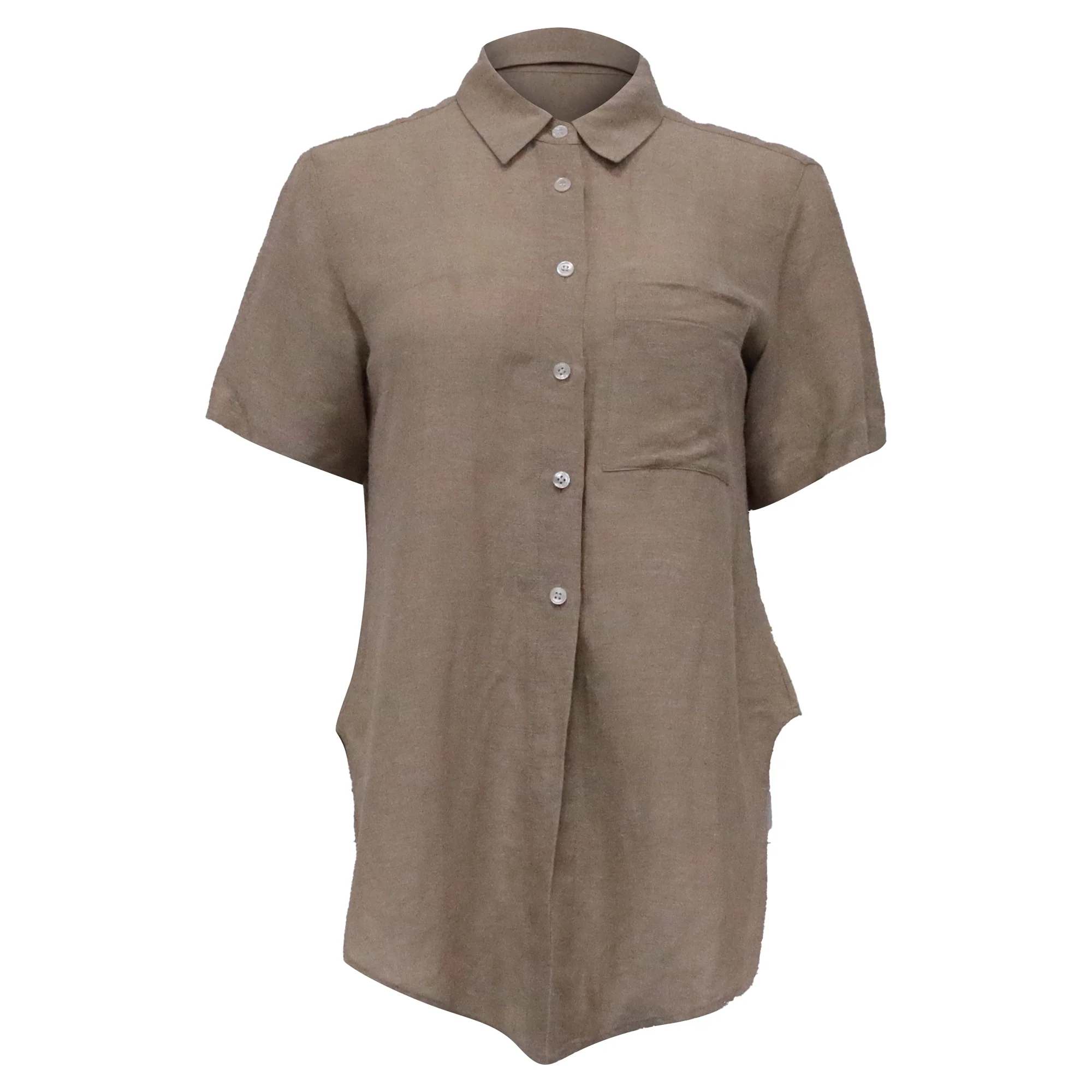 Women's Theory Button-Down Tie Front Shirt in Brown Linen