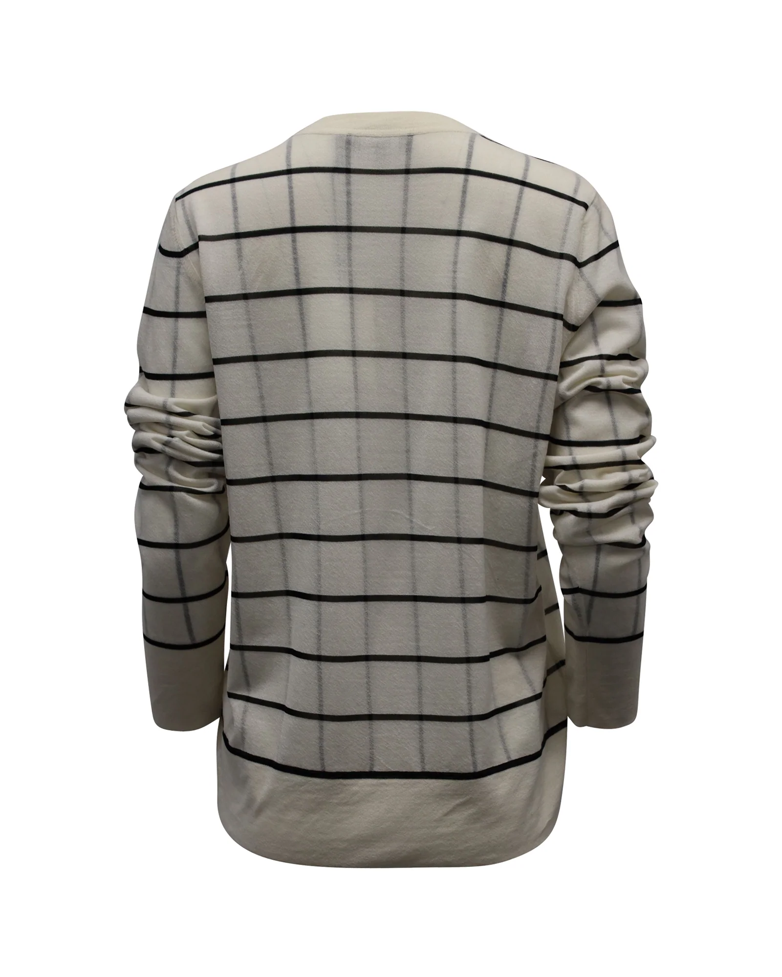 Women's Theory Grid Print Sweater in Eggshell White Wool Blend - Image 3
