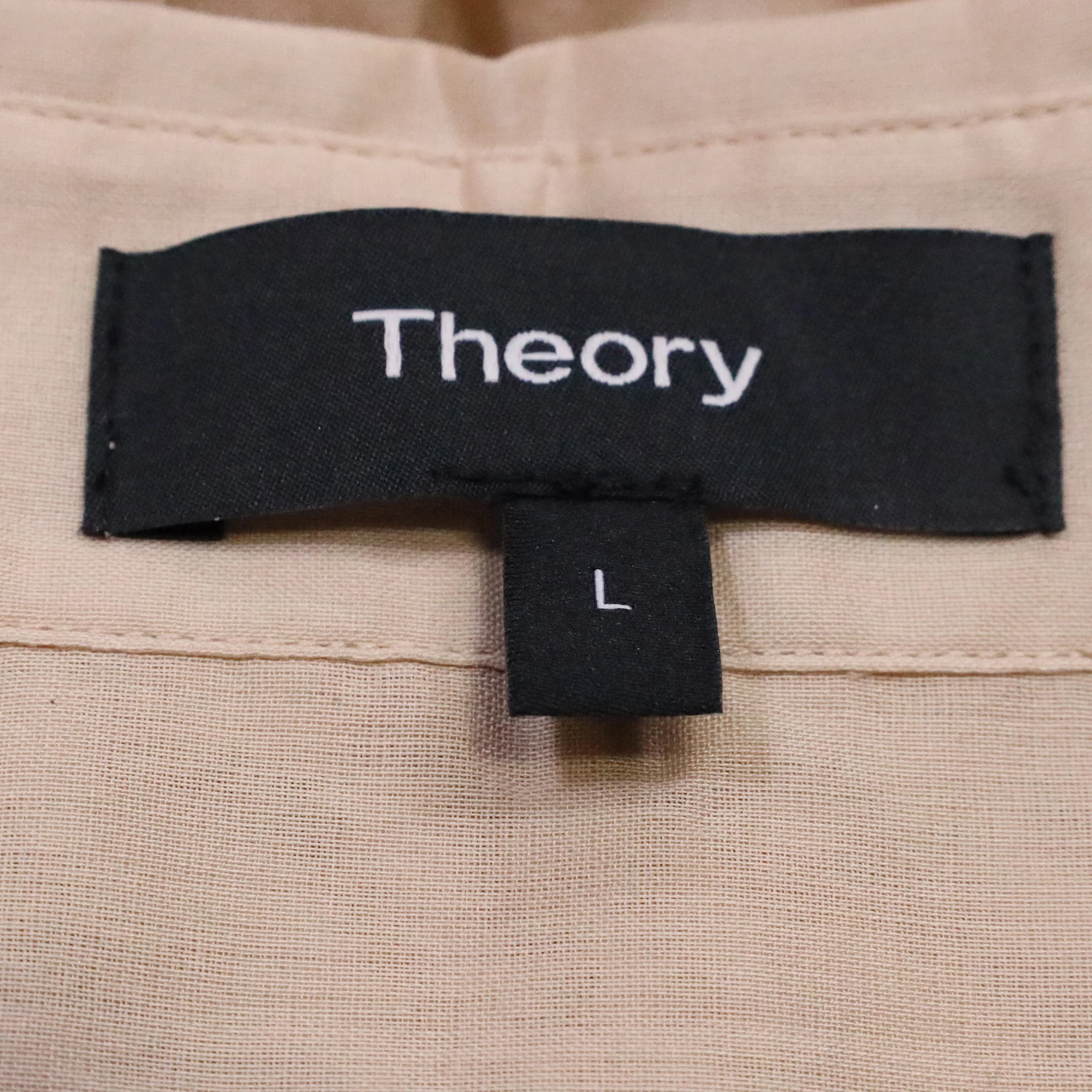 Women's Theory Hidden-Buttoned Shirt in Beige Cotton - Image 5