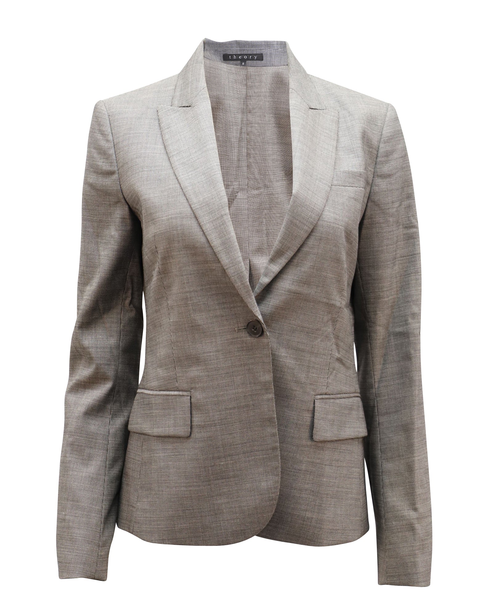 Women's Theory Houndstooth Suit Jacket in Black Wool