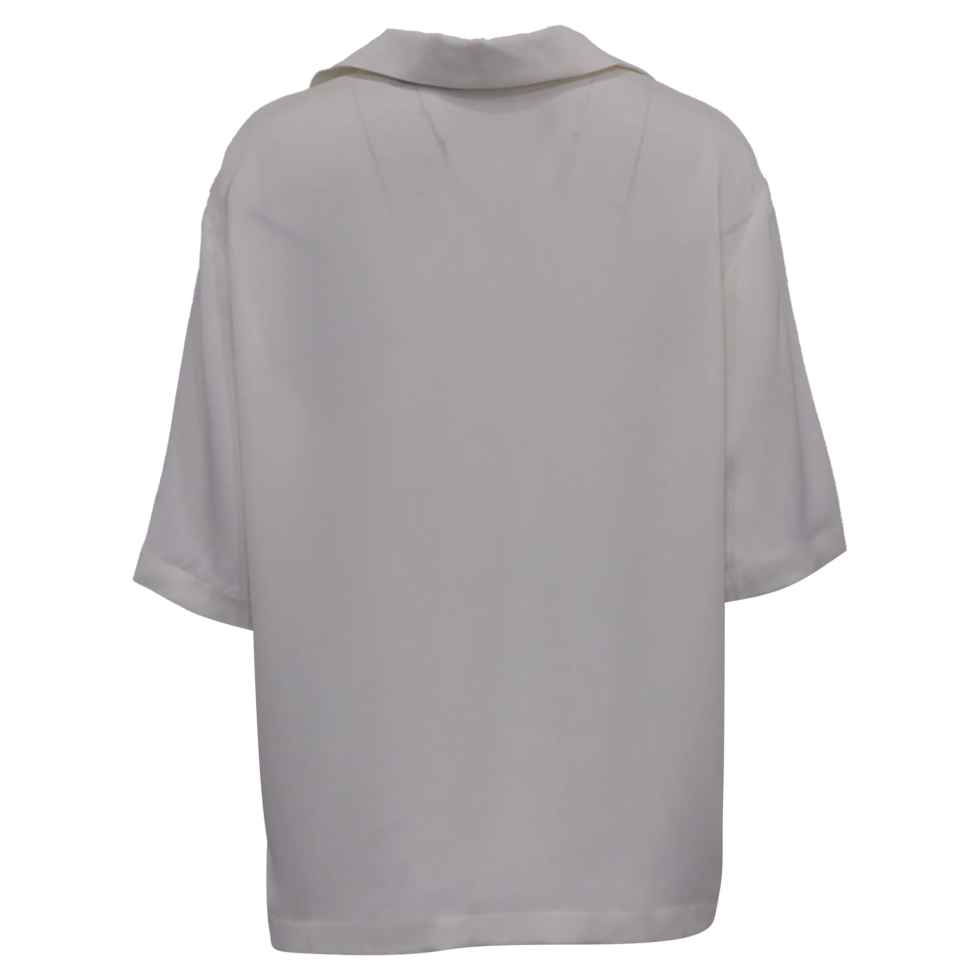 Women's Theory Oversized Polo Shirt in White Silk - Image 4