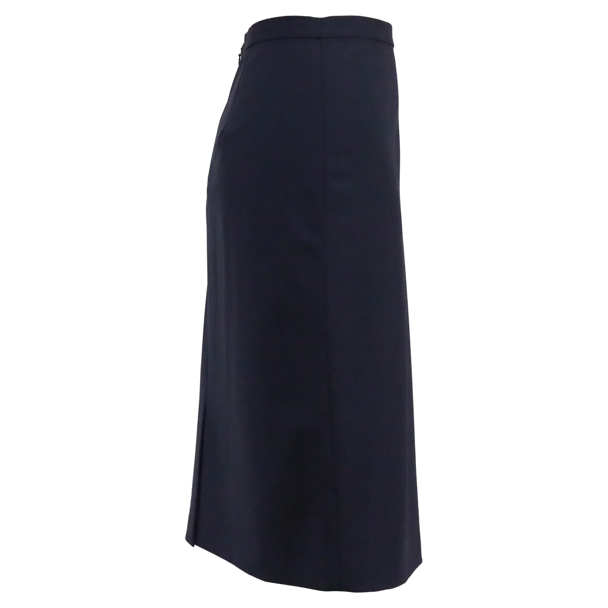 Women's Theory Pencil Skirt in Navy Blue Wool - Image 2