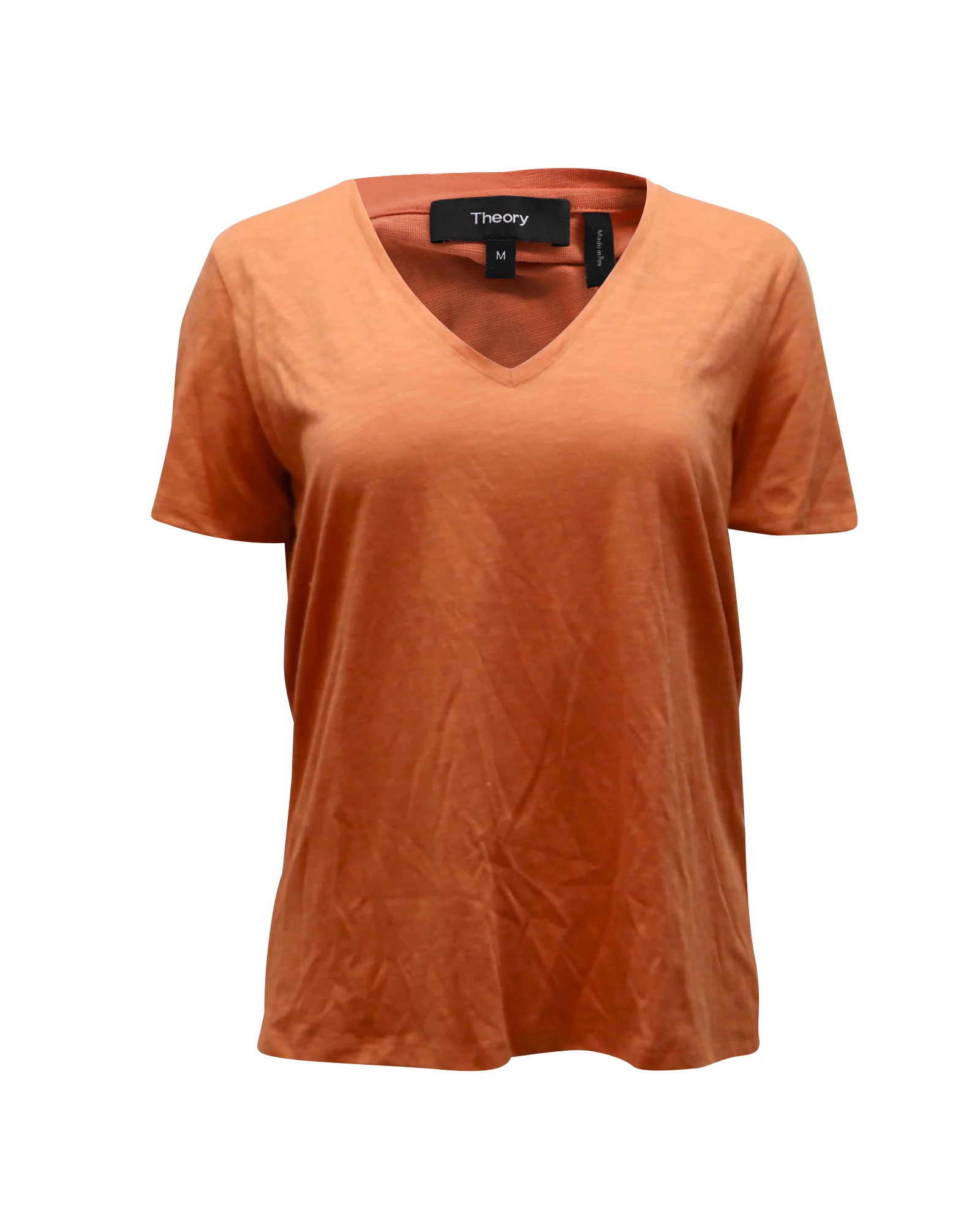 Women's Theory Plain V-Neck Shirt in Oange Modal
