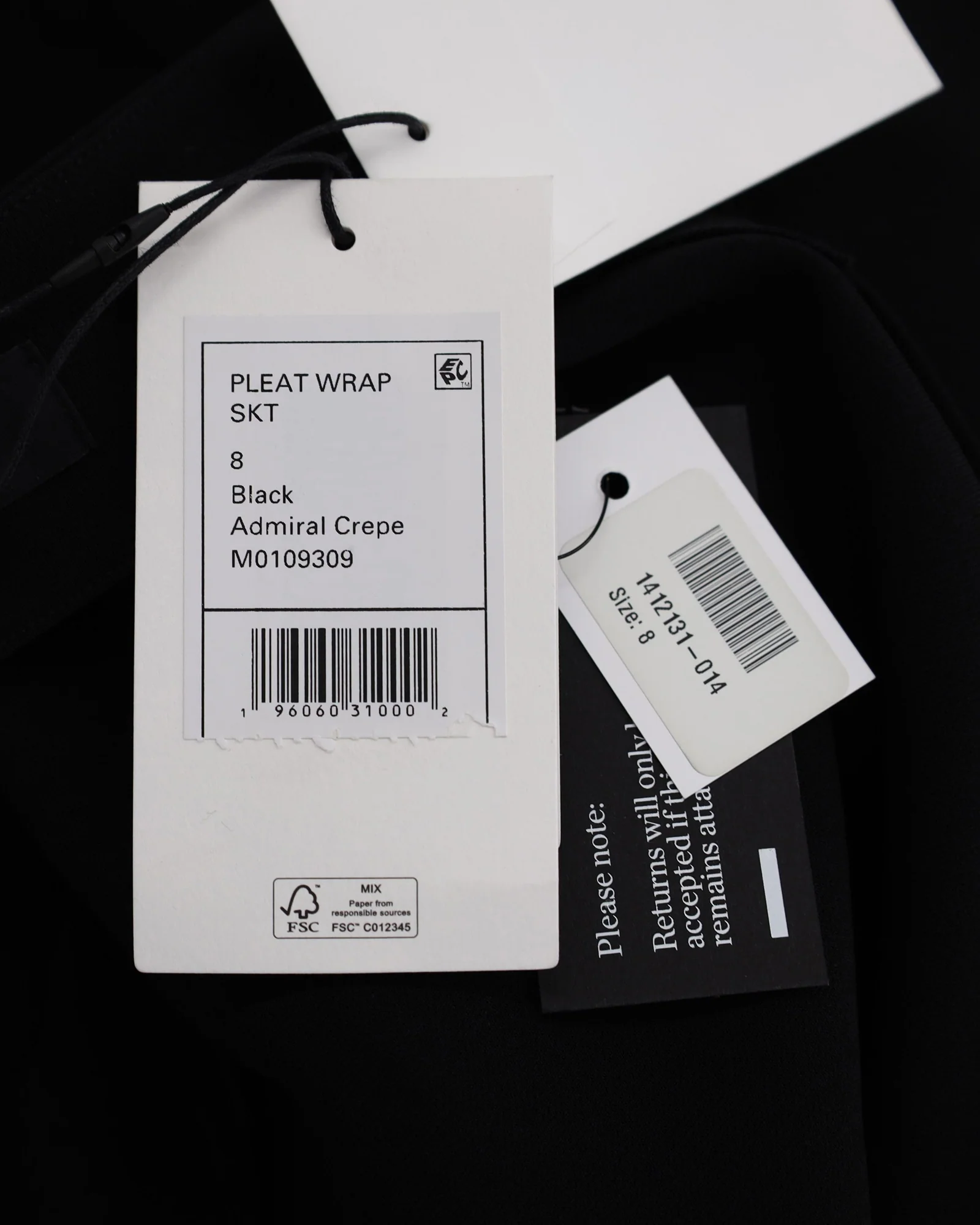 Women's Theory Pleated Wrap Skirt in Black Crepe Polyester - Image 5