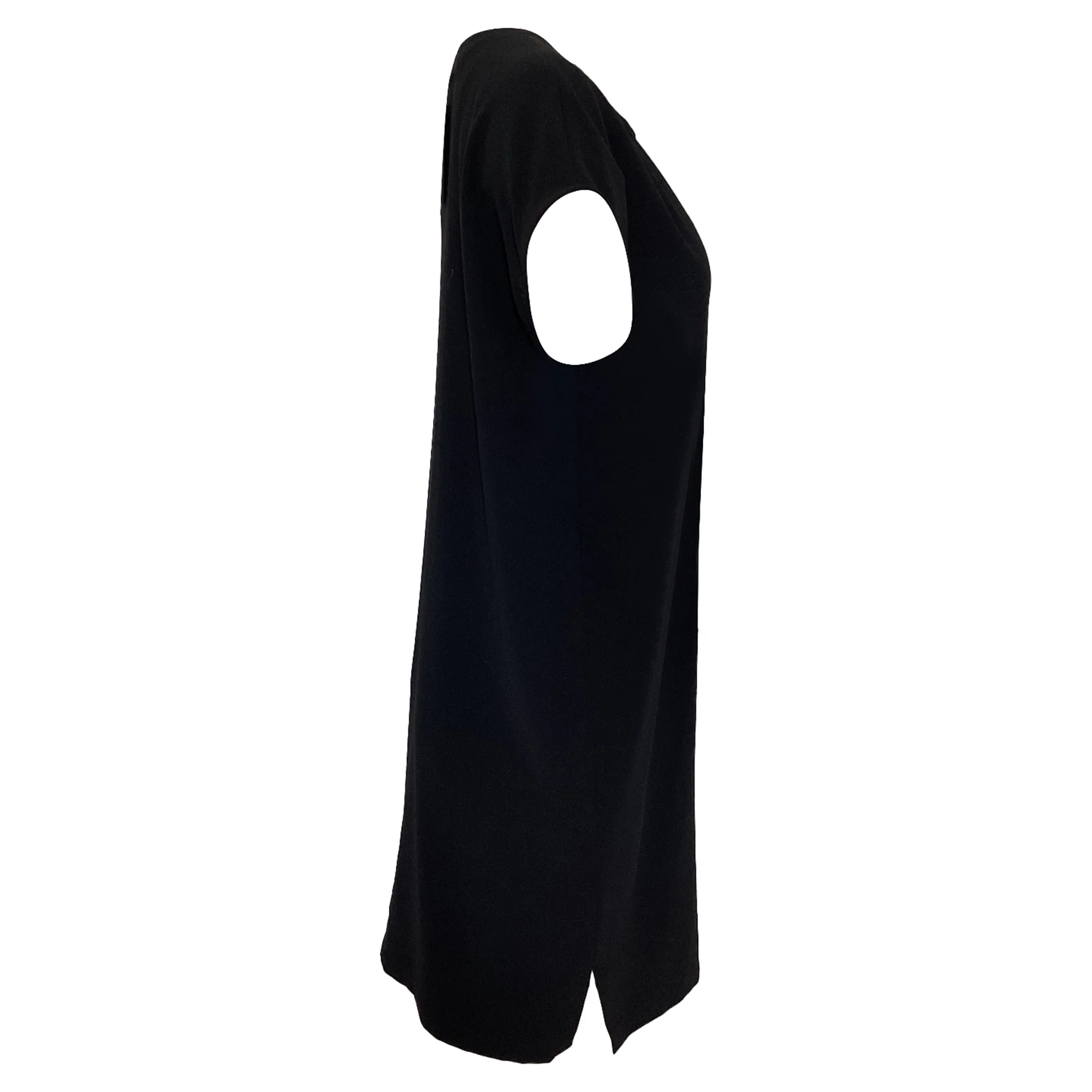 Women's Theory Saturnina Split-Neck Shift Dress in Black Polyester - Image 3