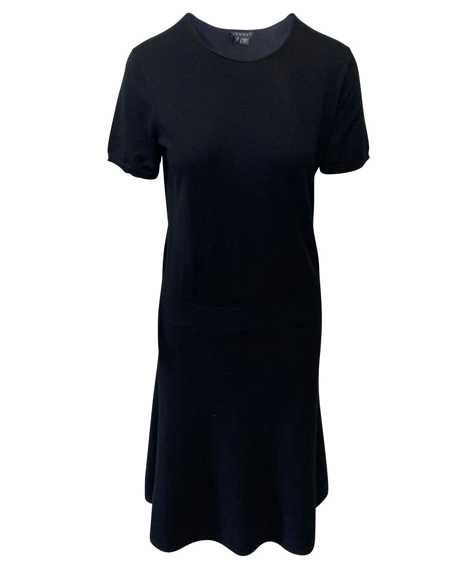Women's Theory T-Shirt Midi Dress in Black Wool - Image 8