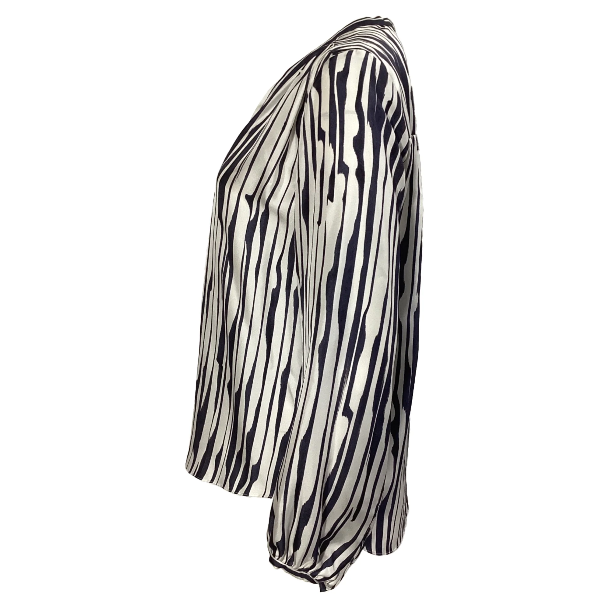 Women's Theory Zebra Print Long Sleeve Blouse in Multicolor Silk - Image 3