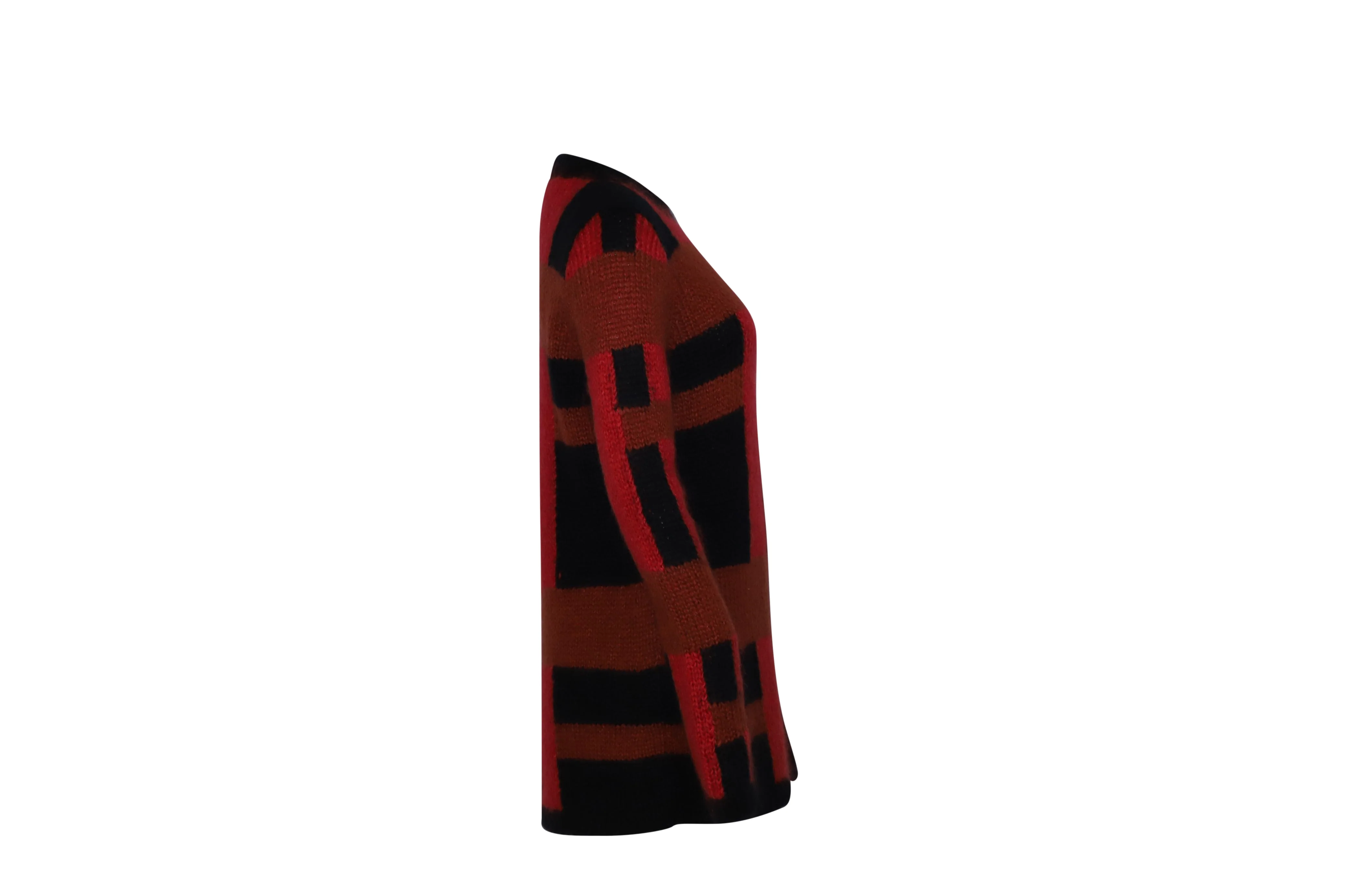 Women's Tod's Checkered Jumper in Red Mohair - Image 4