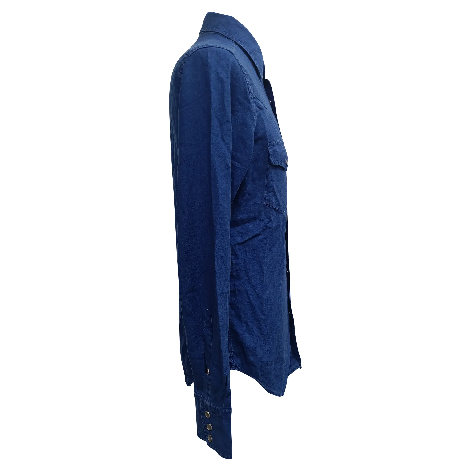 Men's Tom Ford Button-Down Slim-Fit Denim Shirt in Blue Cotton - Image 4