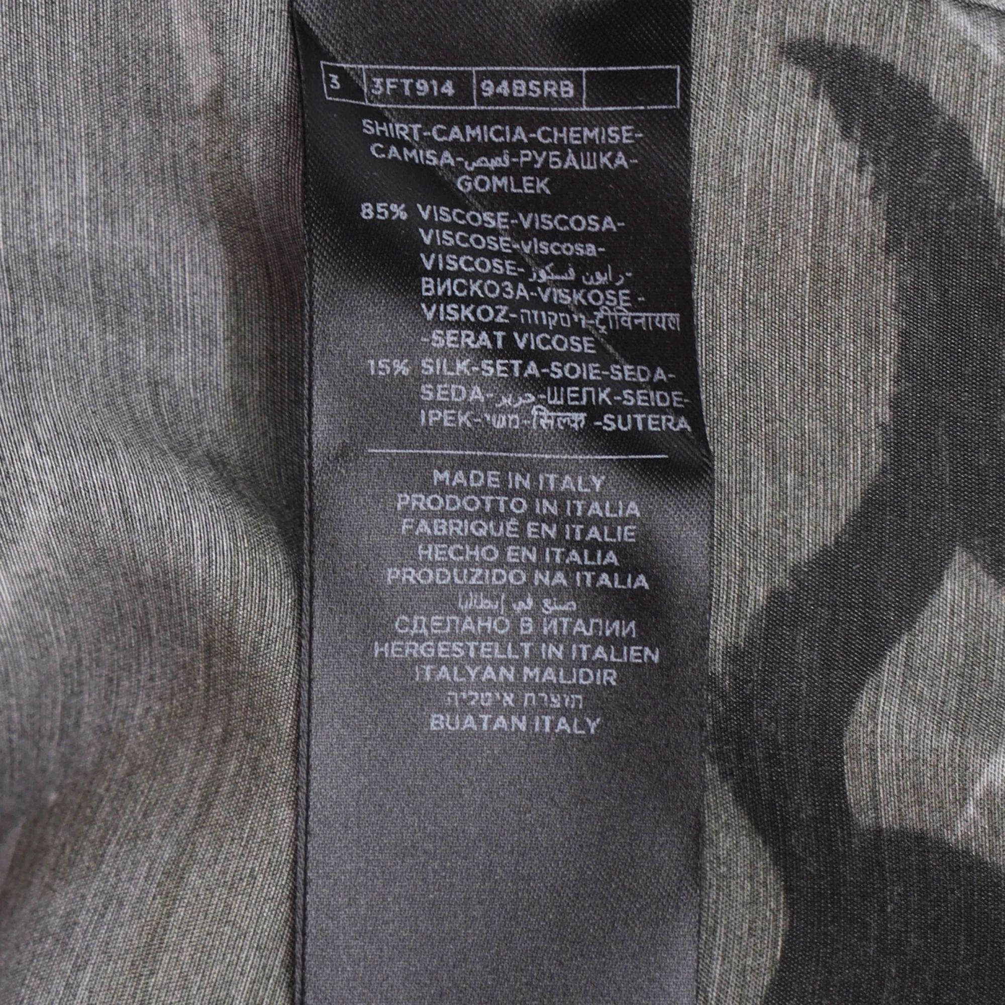 Men's  Tom Ford Camouflage Print Long Sleeve Shirt in Khaki Viscose - Image 4