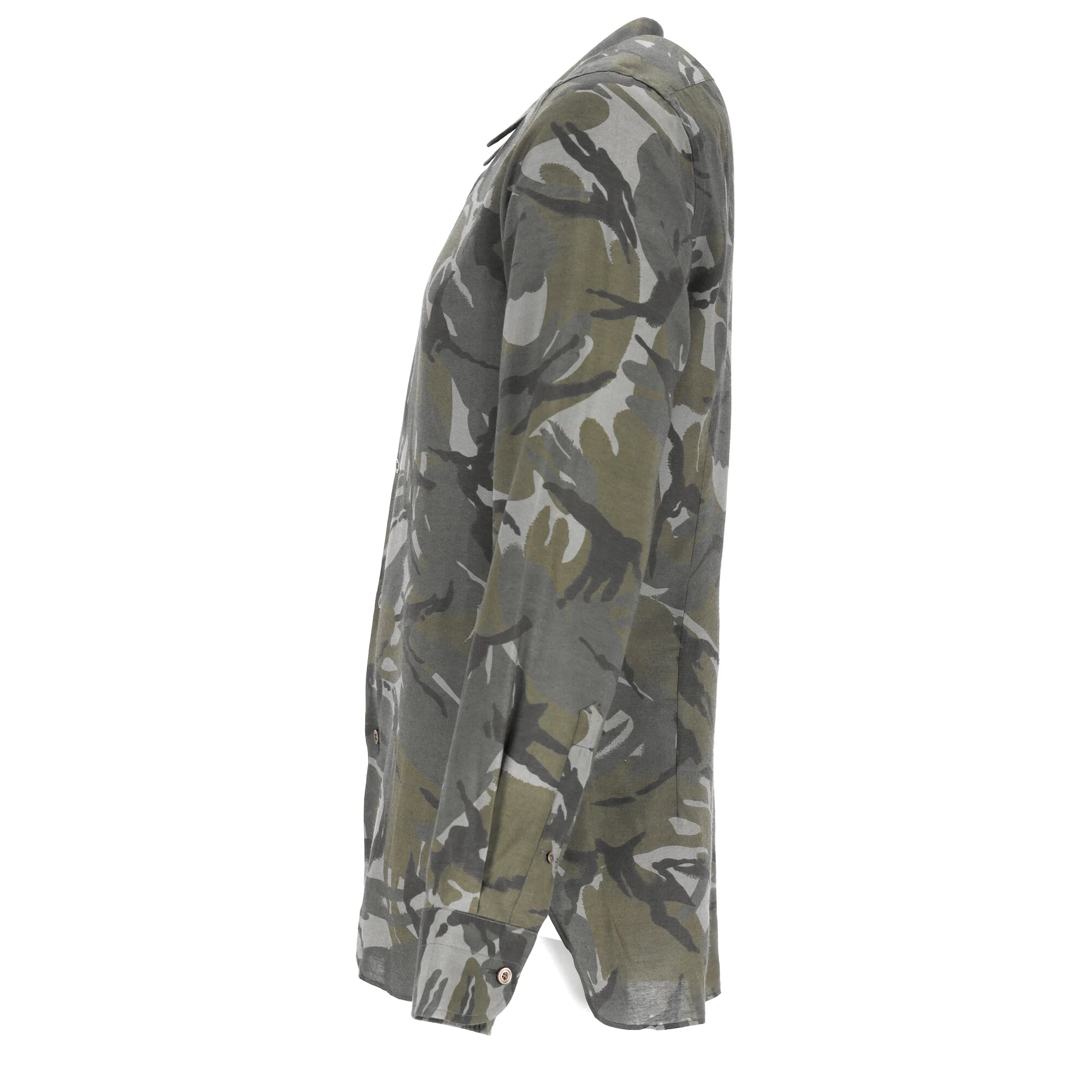 Men's  Tom Ford Camouflage Print Long Sleeve Shirt in Khaki Viscose - Image 7