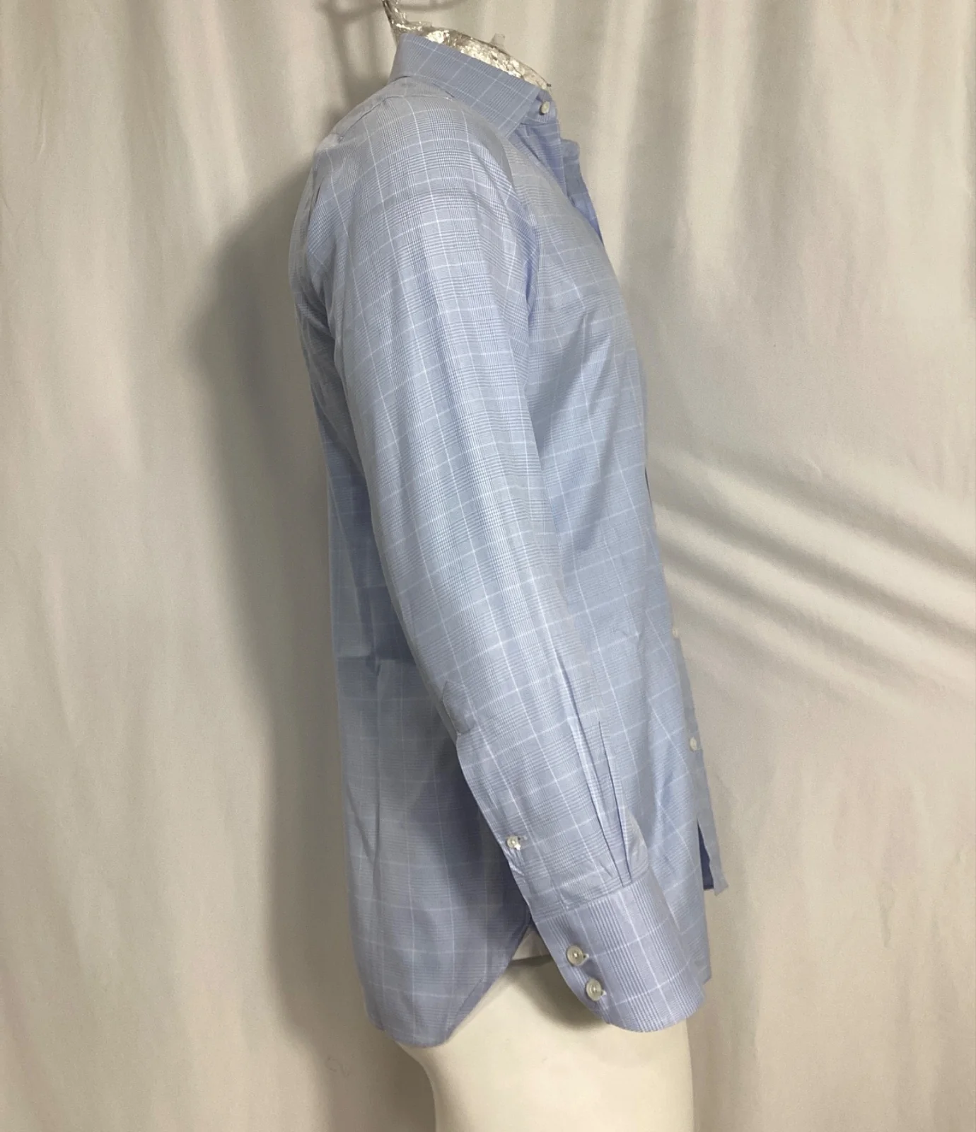 Men's Tom Ford Checkered Long Sleeve Shirt in Blue Cotton - Image 10