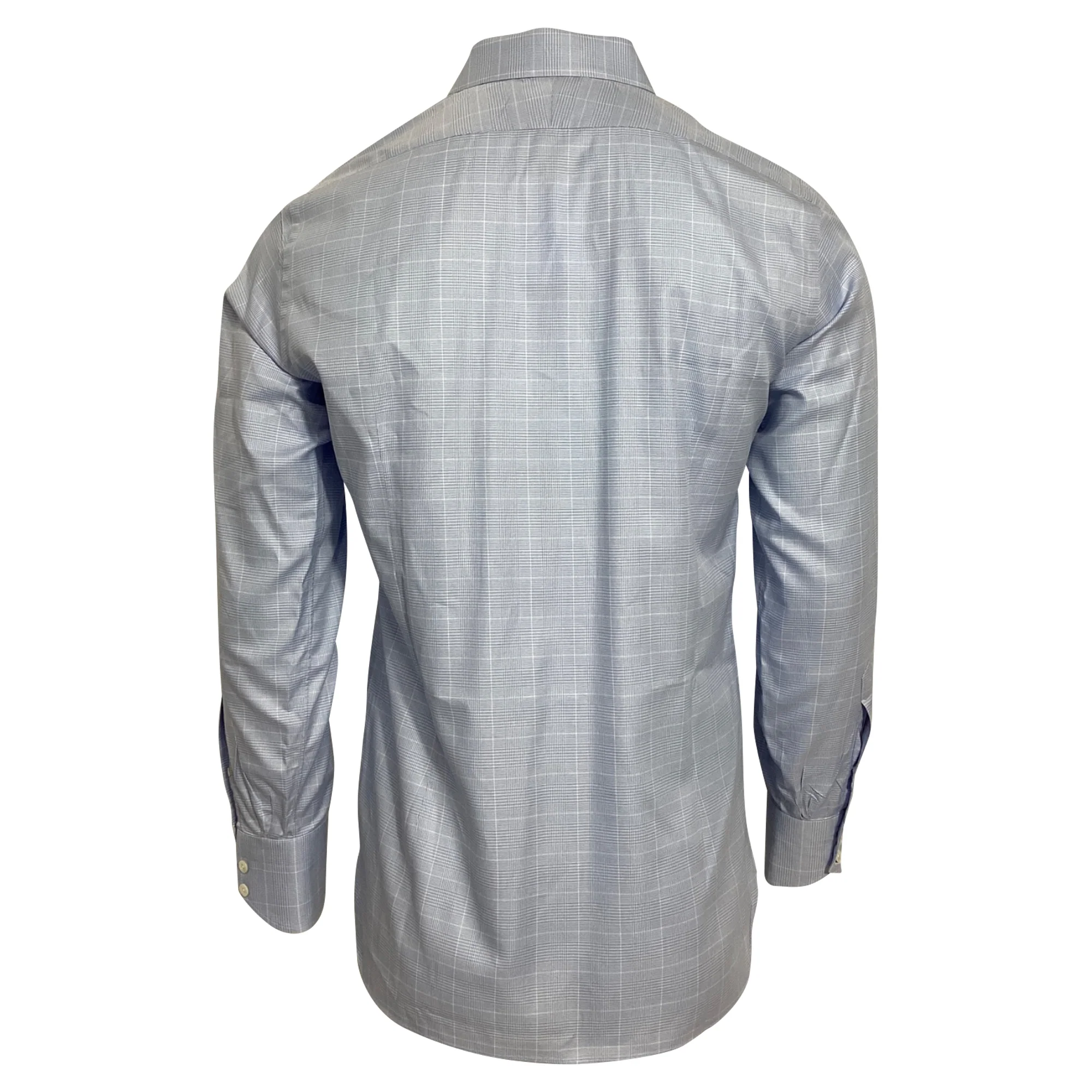 Men's Tom Ford Checkered Long Sleeve Shirt in Blue Cotton - Image 4