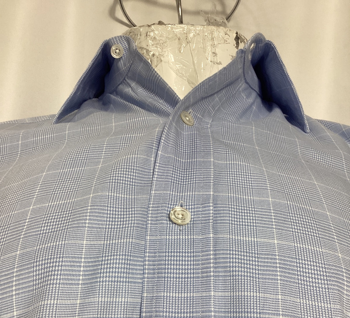 Men's Tom Ford Checkered Long Sleeve Shirt in Blue Cotton - Image 9