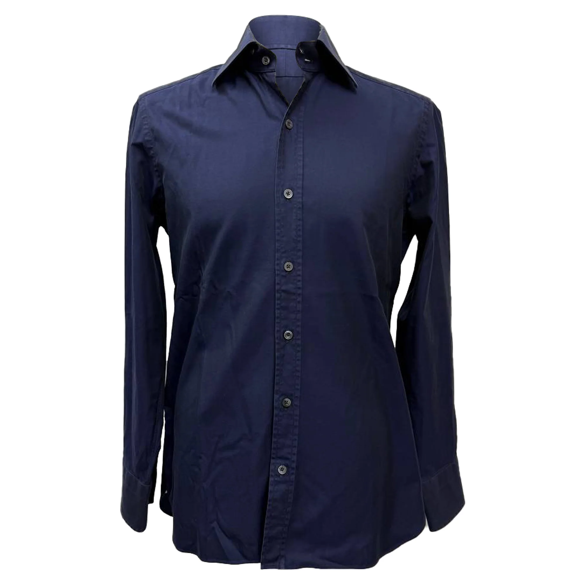 Men's Tom Ford Long Sleeve Shirt in Navy Blue Cotton