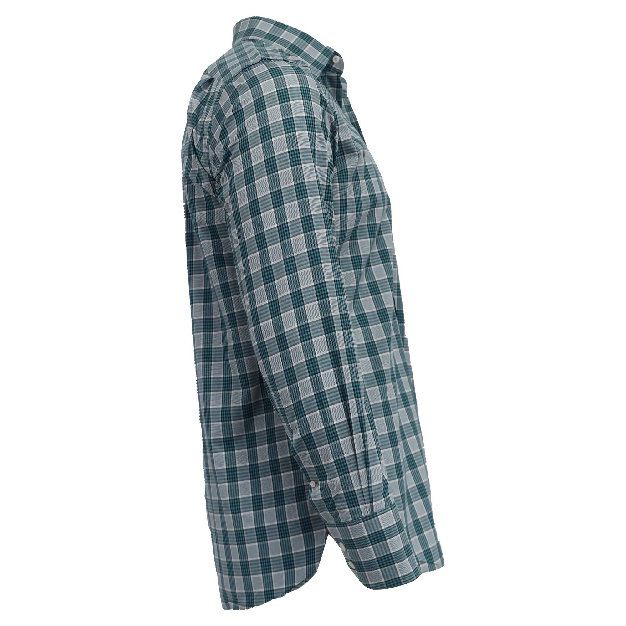 Men's Tom Ford Plaid Long Sleeve Shirt in Turquoise Cotton - Image 2