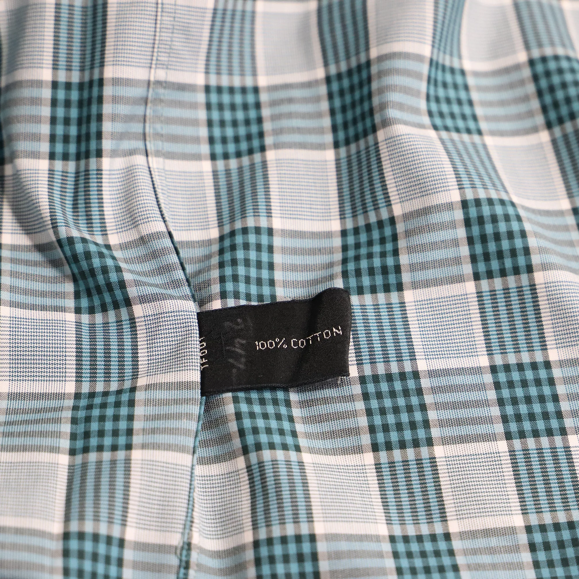Men's Tom Ford Plaid Long Sleeve Shirt in Turquoise Cotton - Image 6