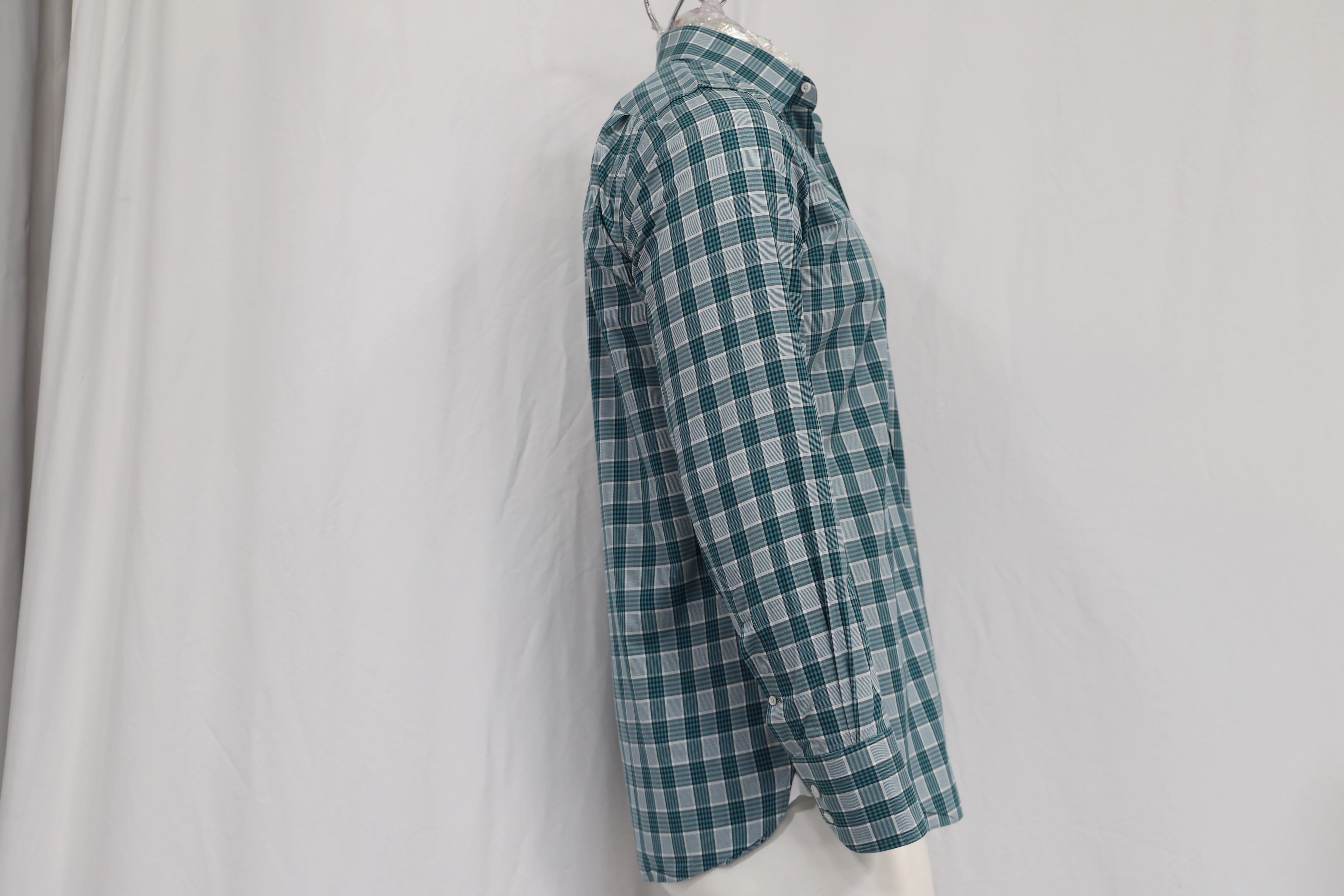 Men's Tom Ford Plaid Long Sleeve Shirt in Turquoise Cotton - Image 8