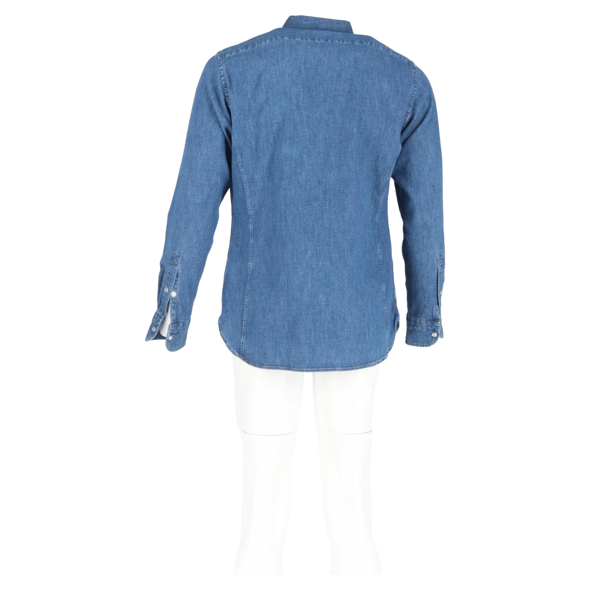 Men's Tom Ford Wested Denim Shirt in Blue Cotton - Image 6