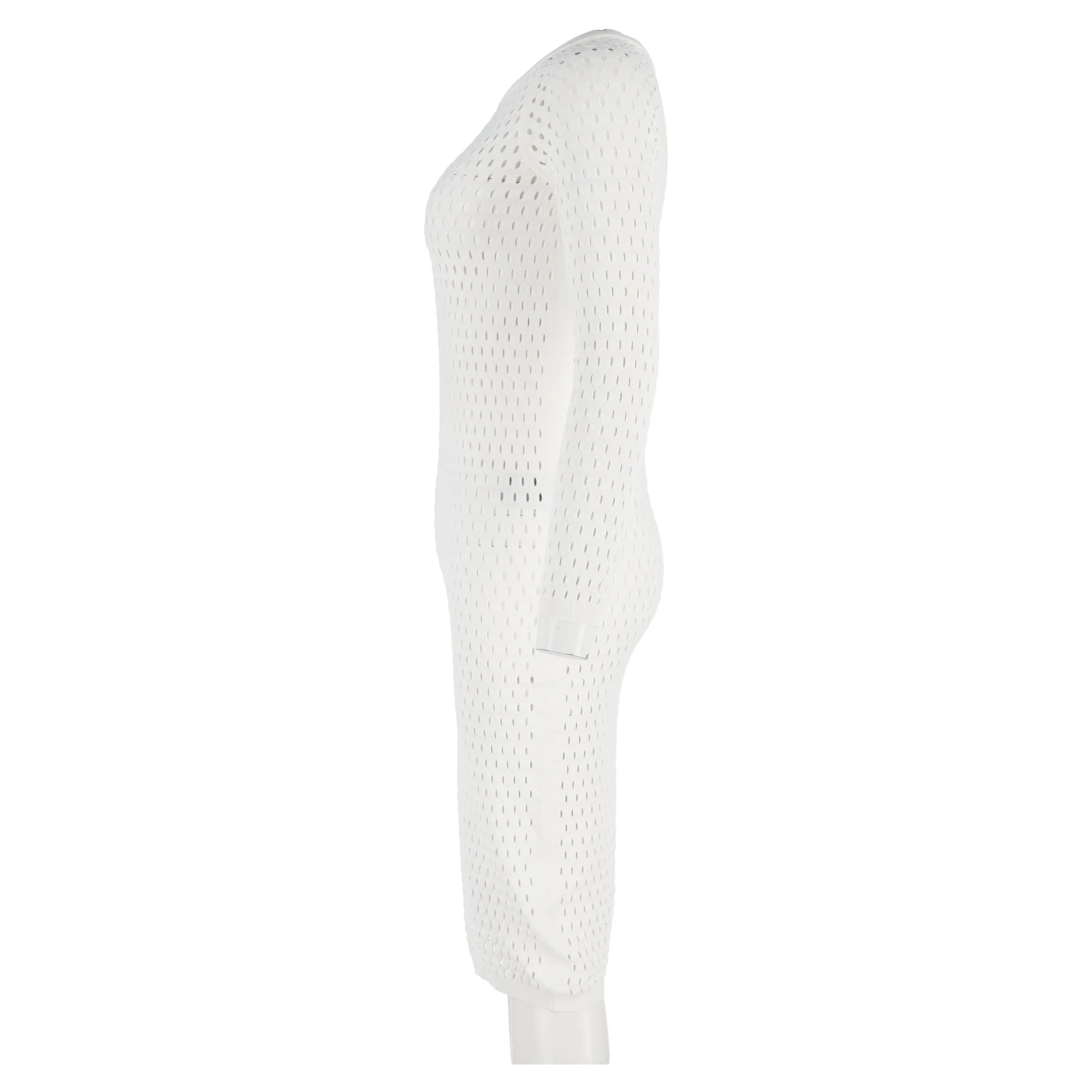 Women's Tom Ford Perforated Fitted Midi Dress in White Viscose - Image 5