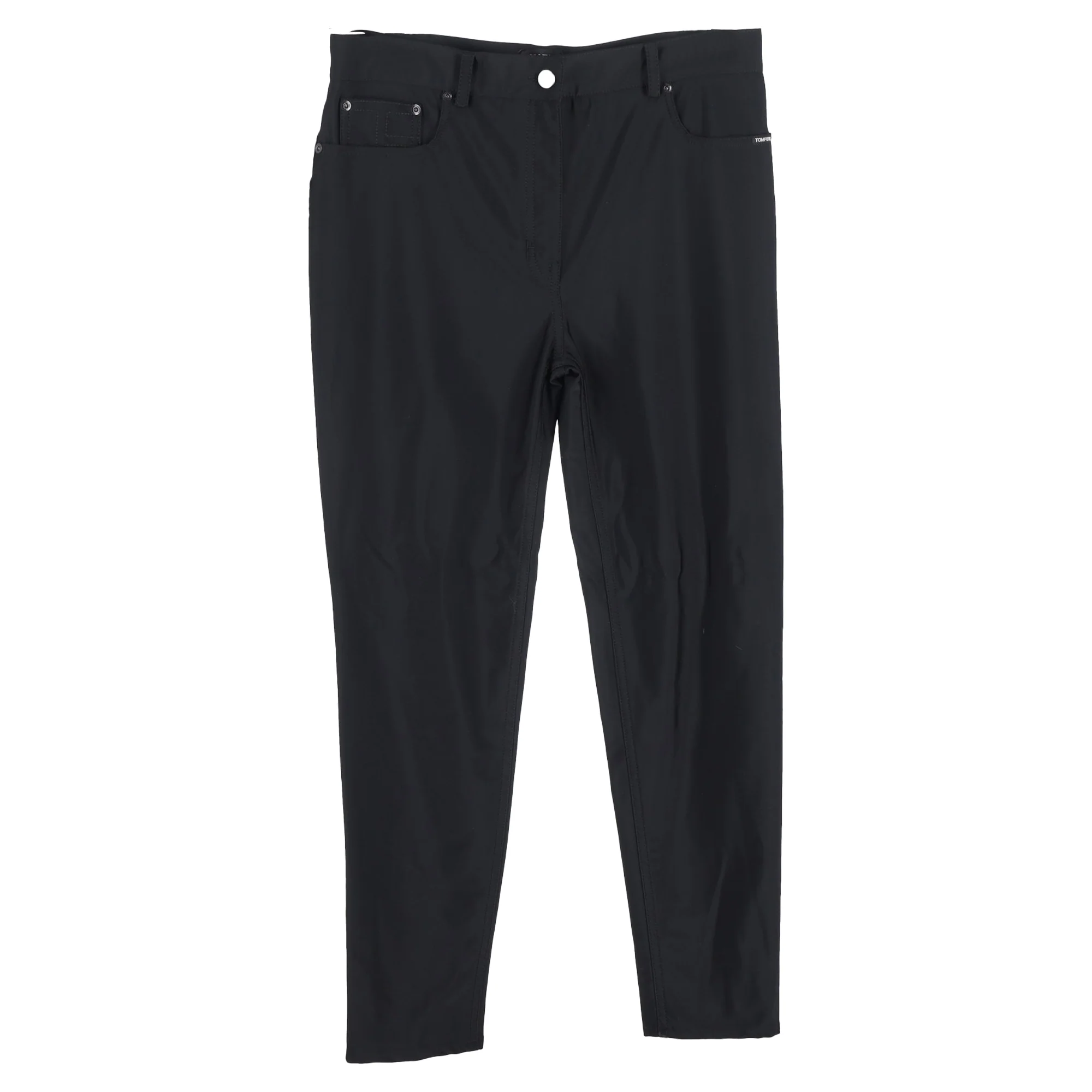Women's Tom Ford Straight Leg Trousers in Black Cotton