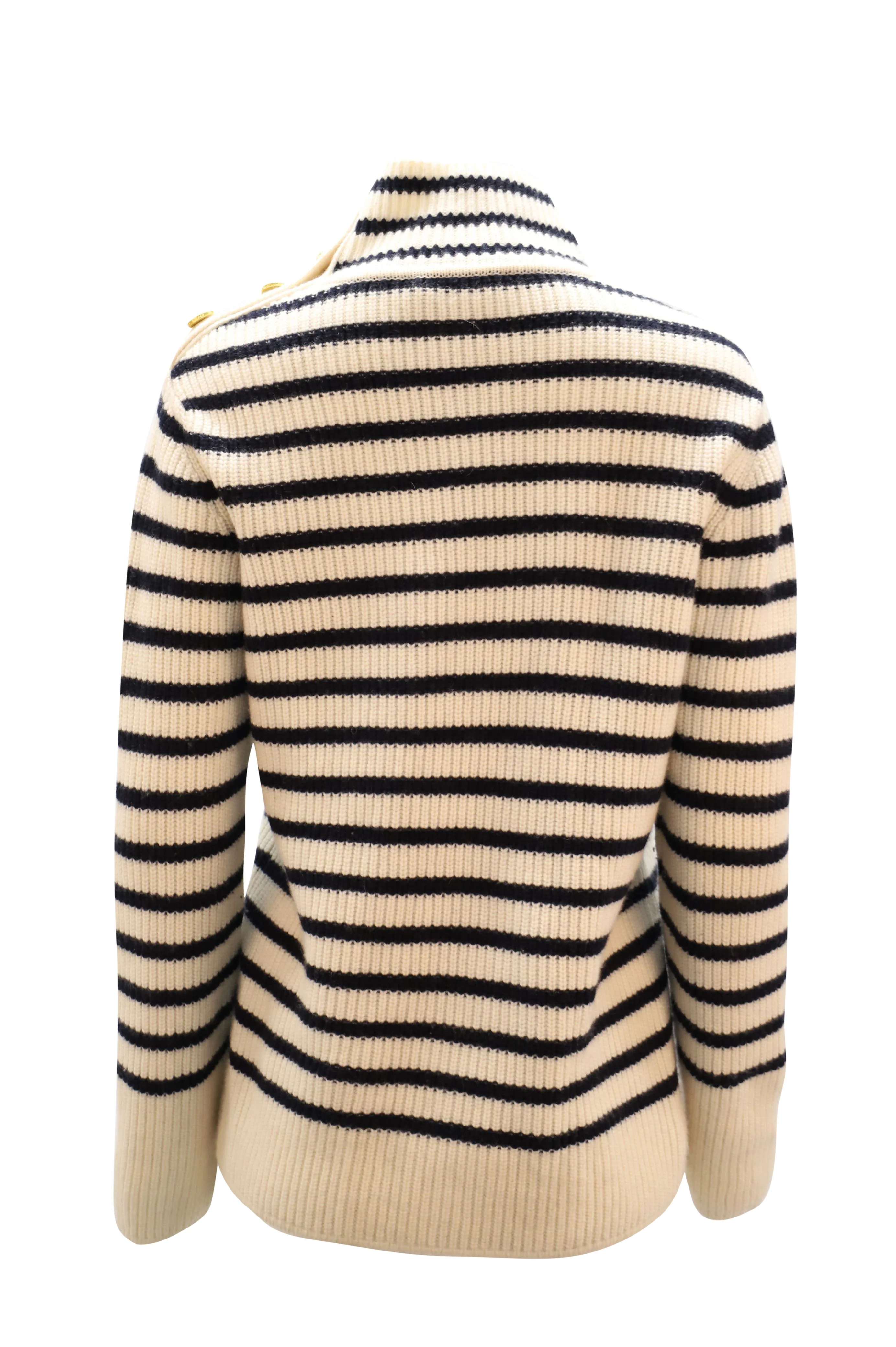 Women's Tory Burch Striped Turtleneck Sweater in White Wool - Image 2