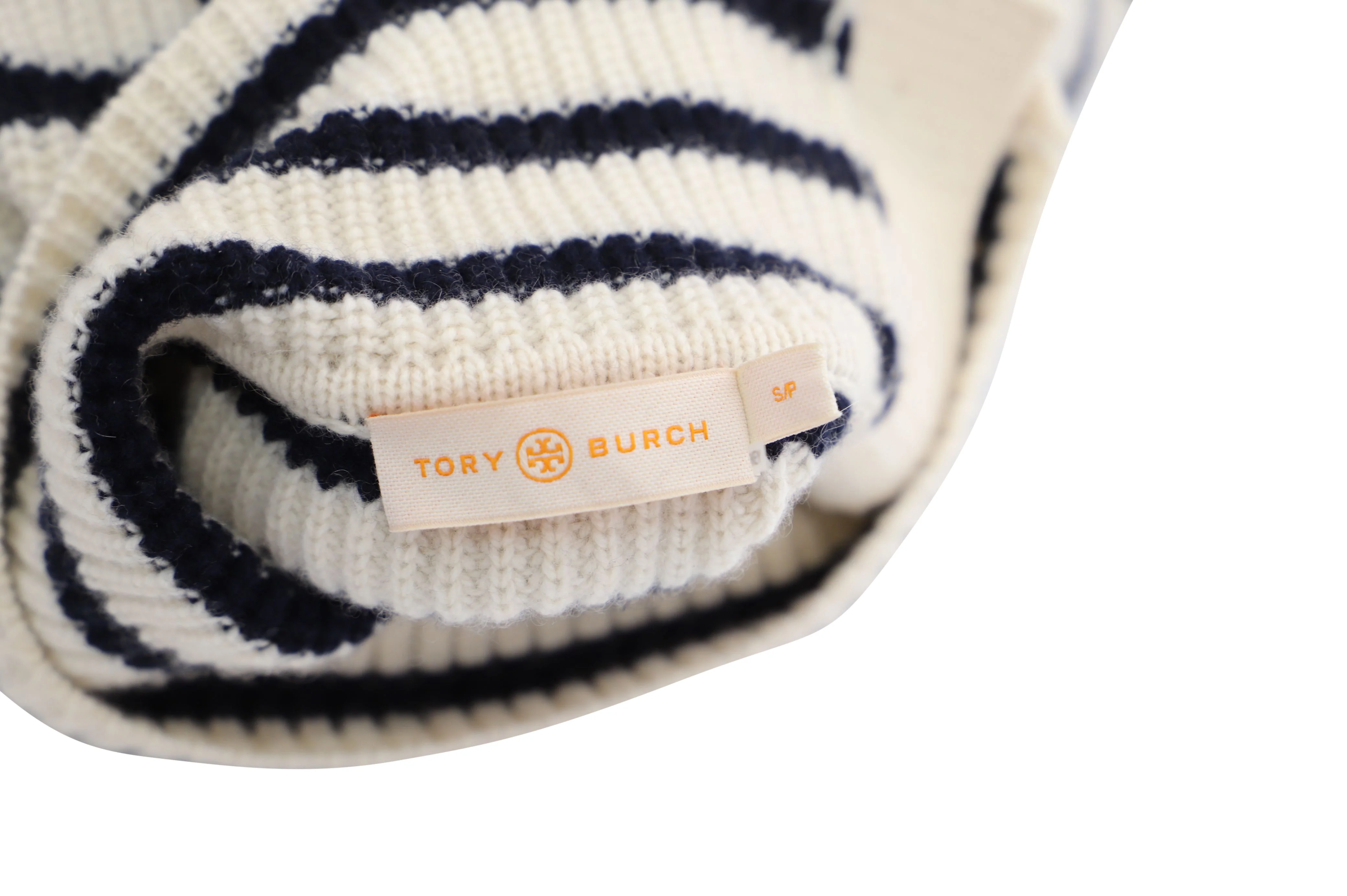 Women's Tory Burch Striped Turtleneck Sweater in White Wool - Image 4