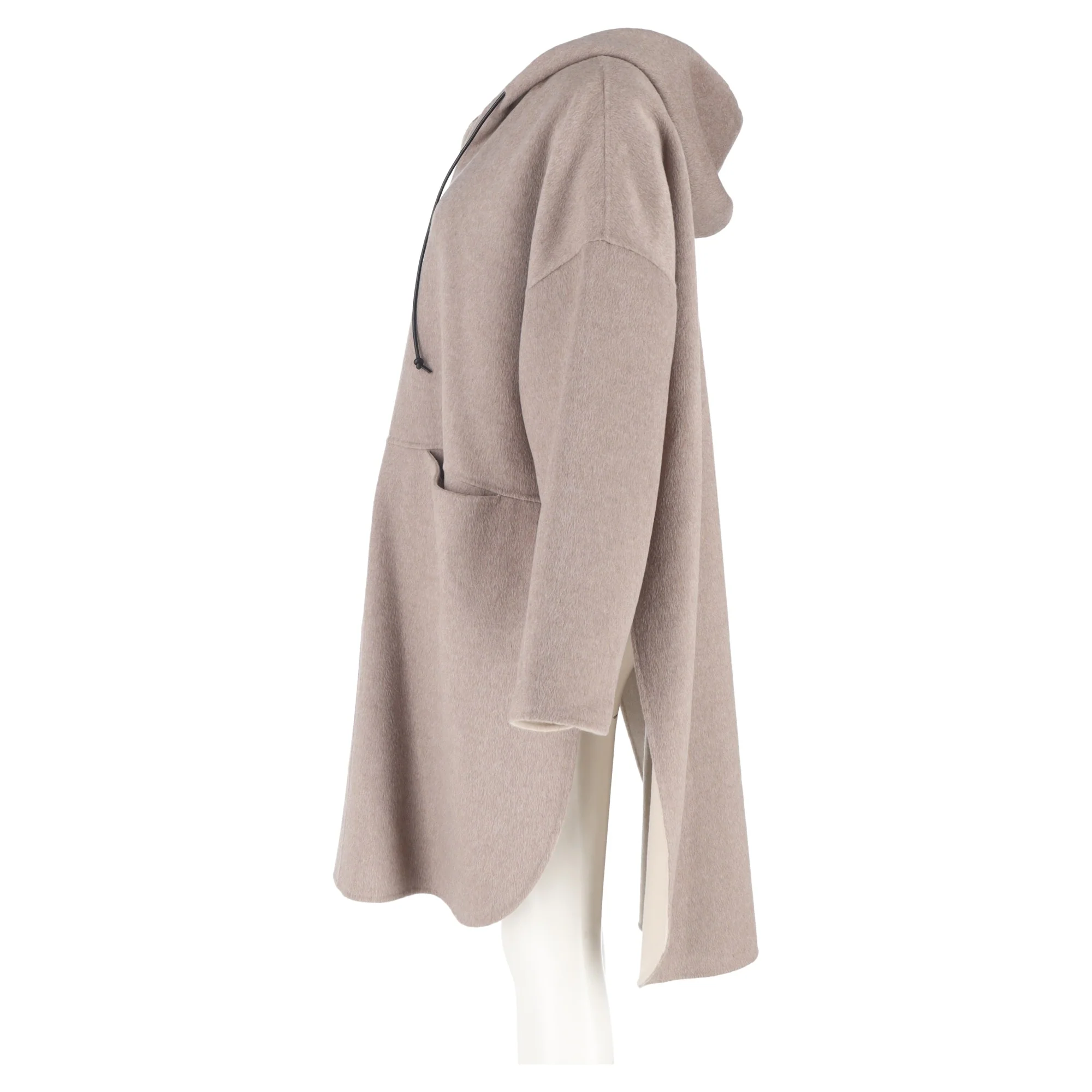 Women's Totême Hooded Felted-Flannel Poncho Coat in Brown Wool - Image 5