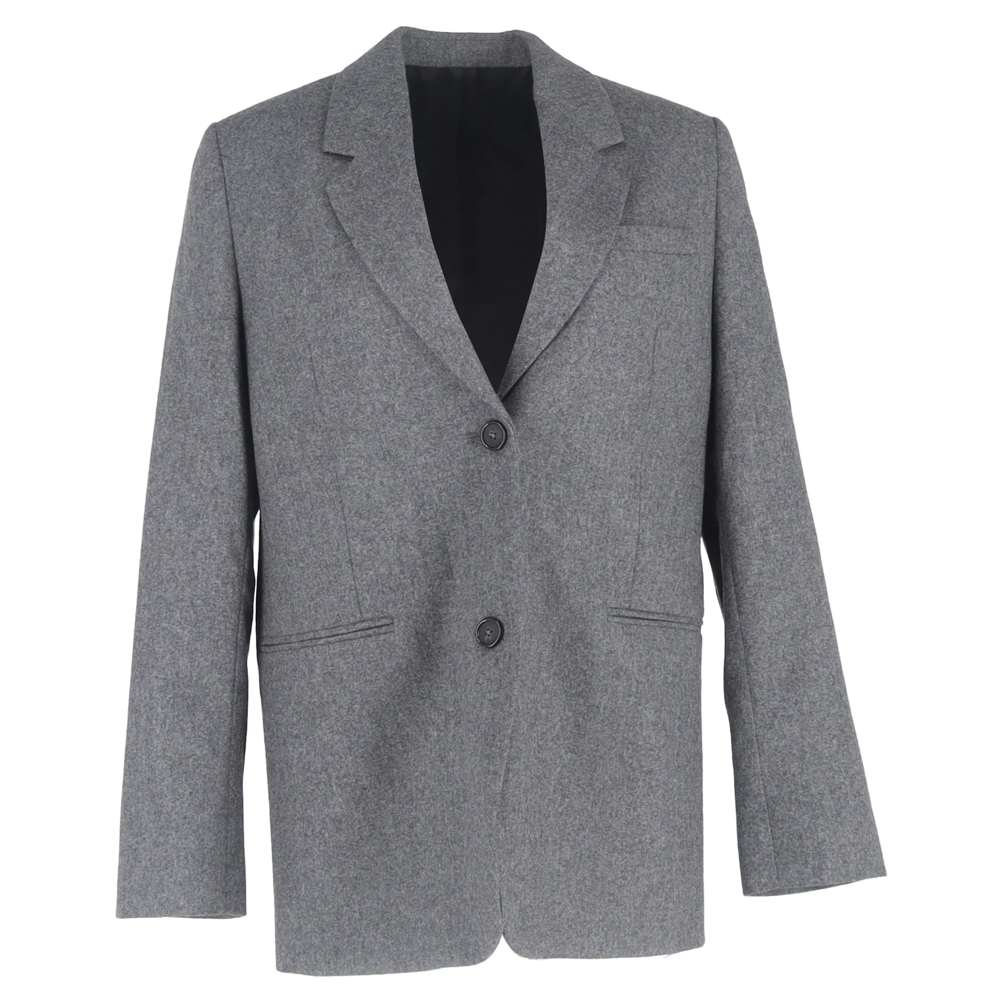 Women's Totême Single-Breasted Blazer in Grey Wool