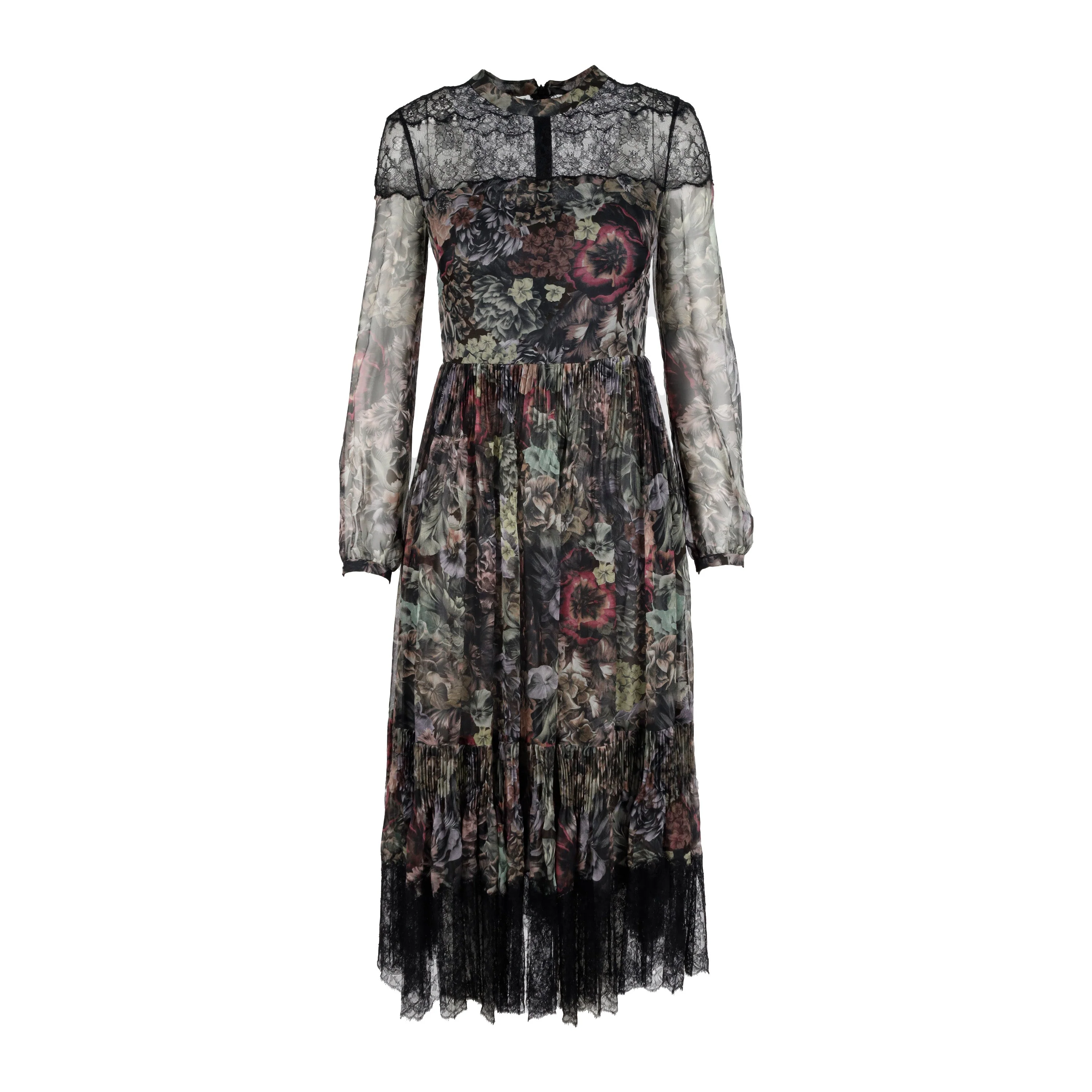 Women's Red Valentino Lace Trimmed Floral Print Dress - '10s