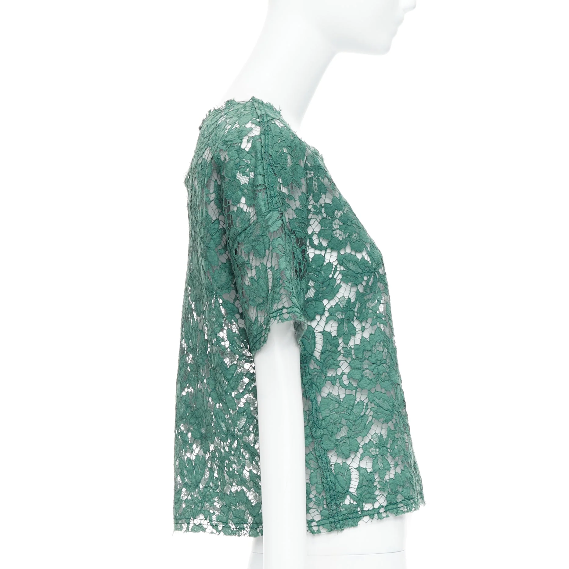Women's Valentino Floral Lace Boxy Crop Tshirt Top - Image 10