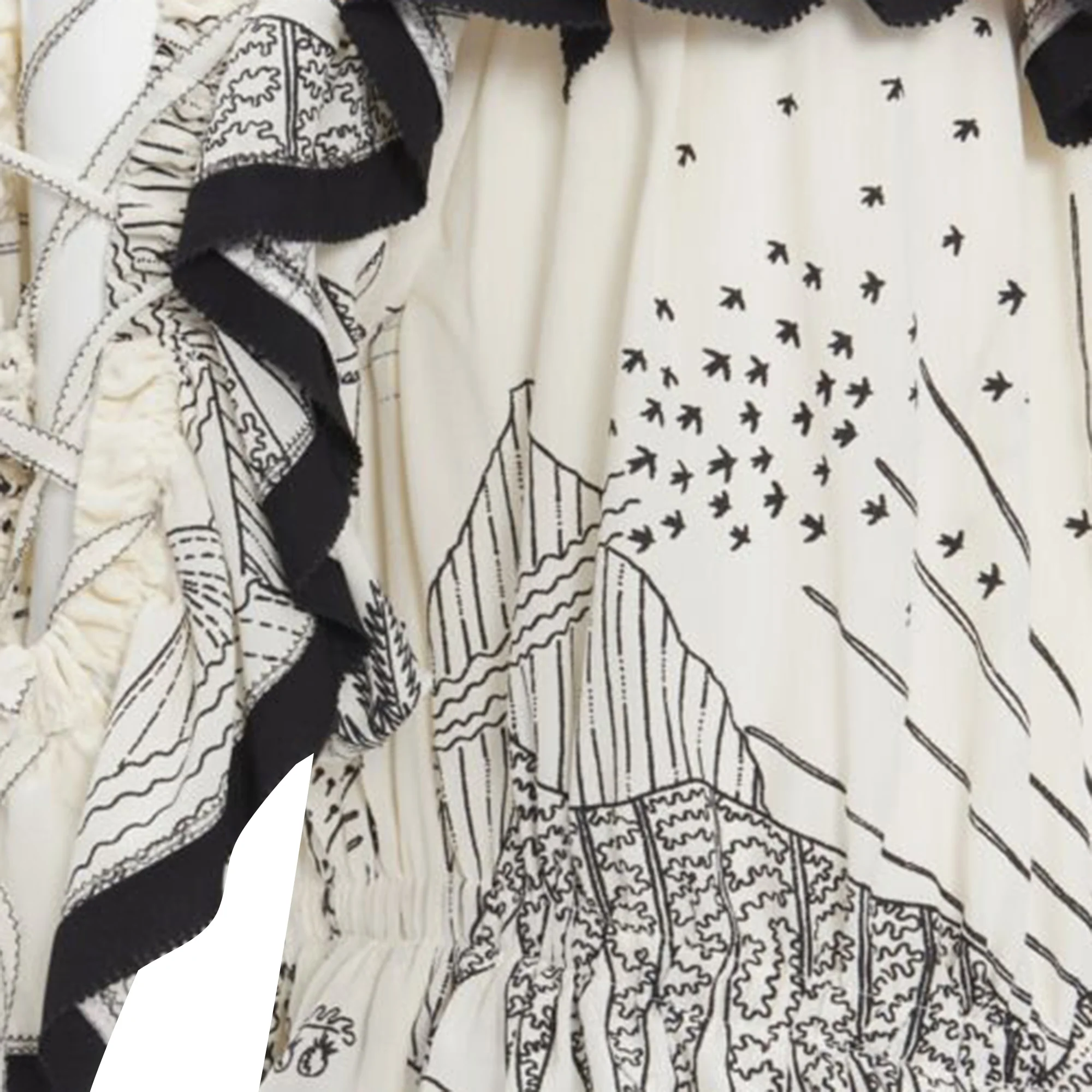 Women's Valentino Garavani Garden illustration print silk off shoulder lace up dress - Image 2