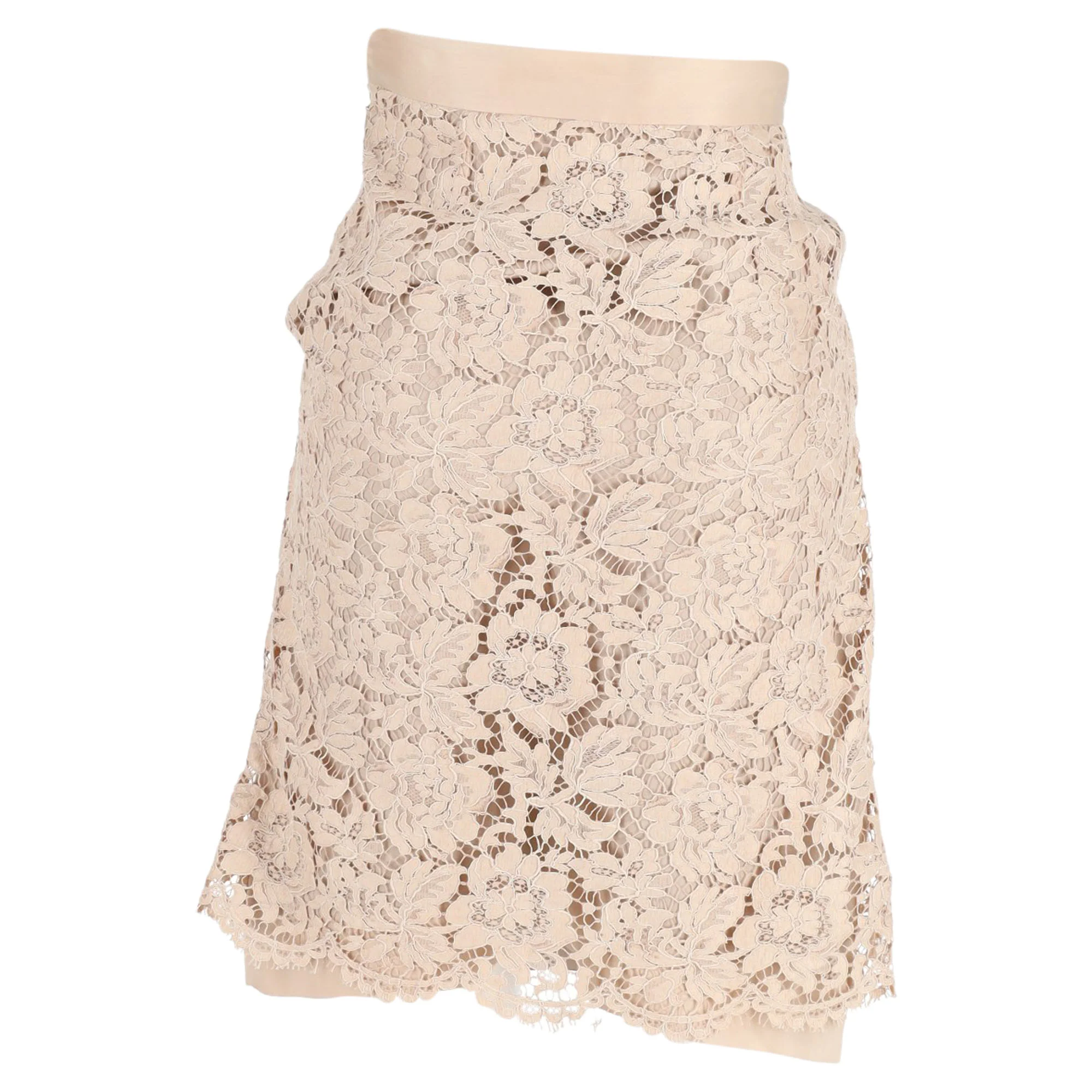 Women's Valentino Garavani Lace Knee Length Skirt in Cream Cotton - Image 2