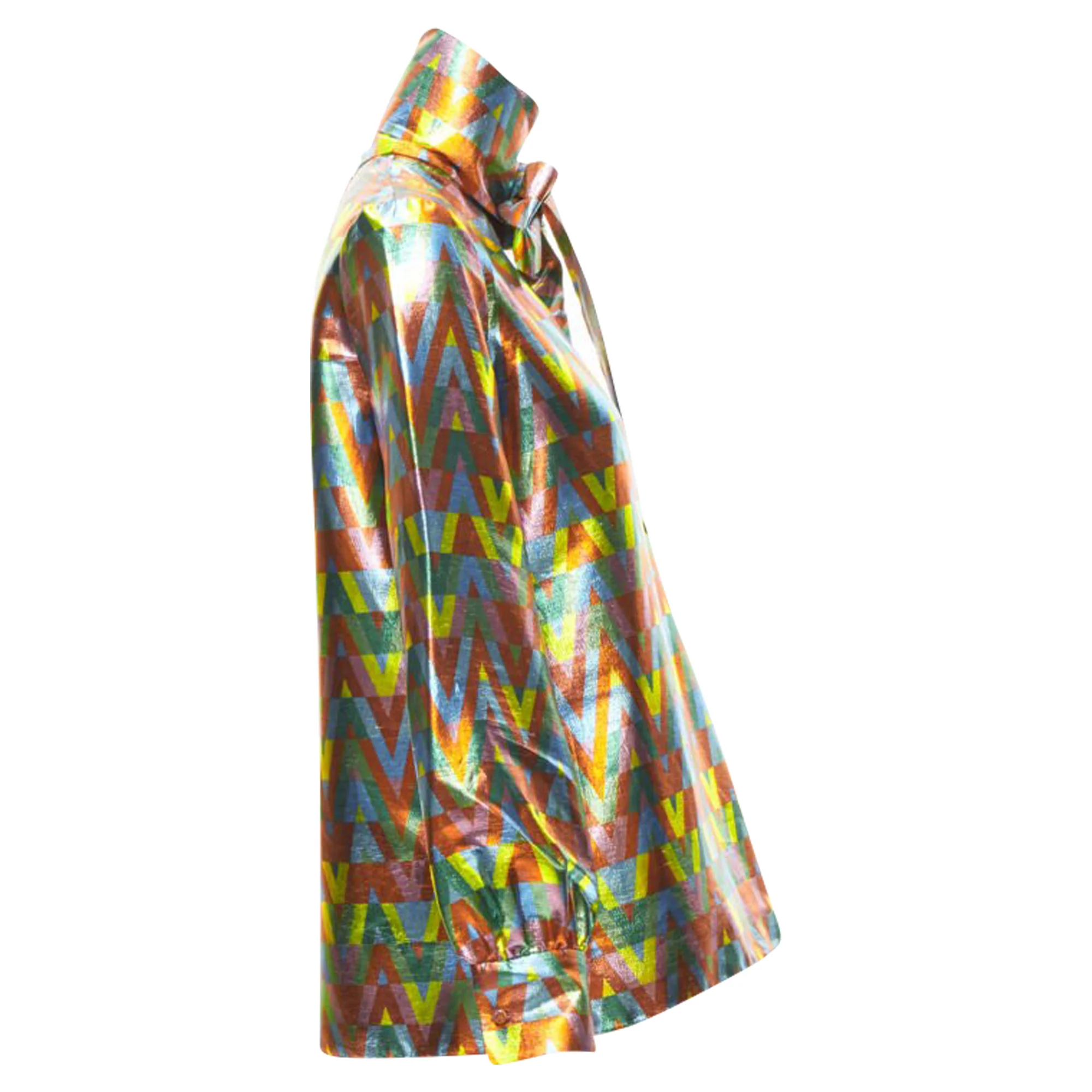 Women's Valentino Garavani metallic lurex graphic V rainbow scar tie collar blouse - Image 4