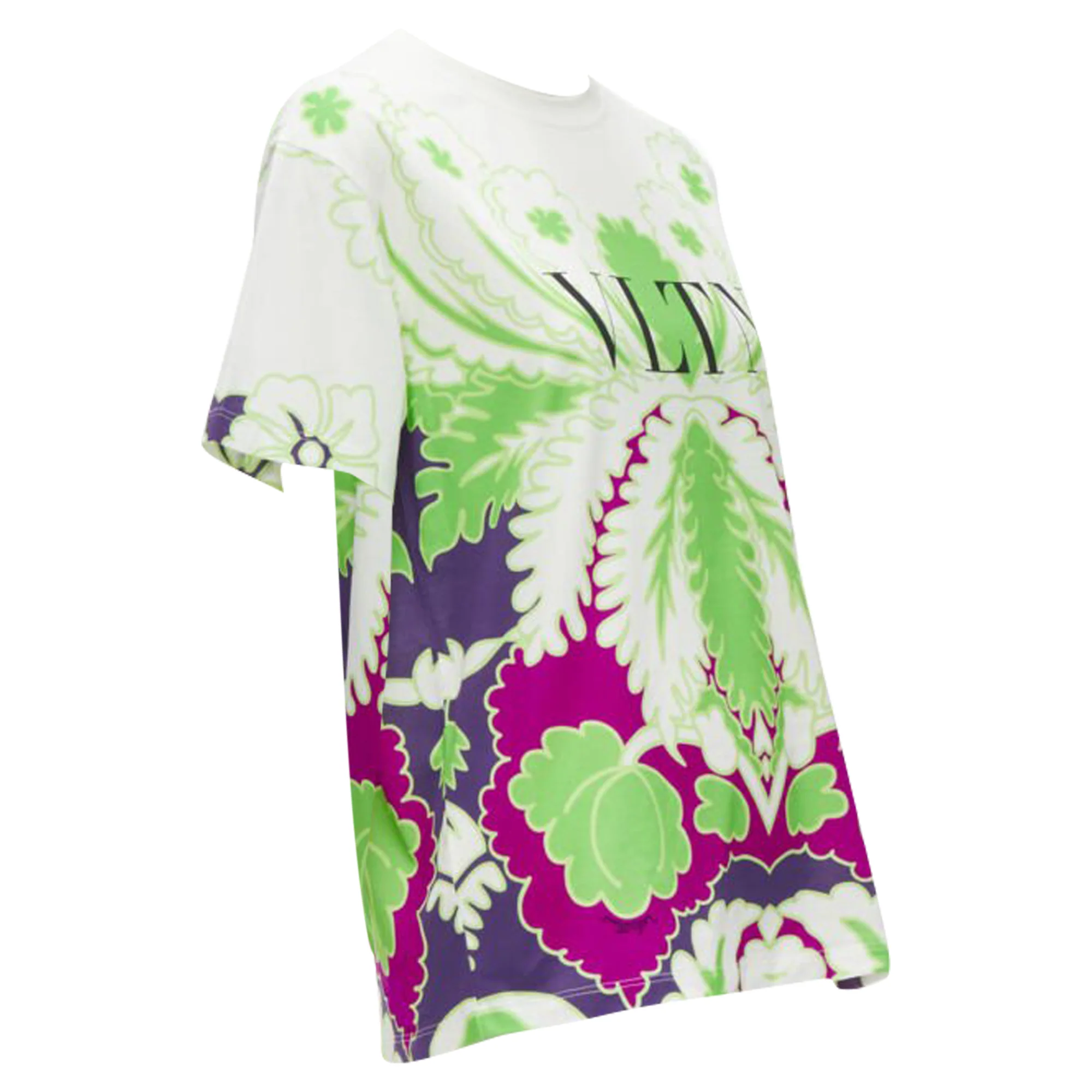 Women's Valentino Garavani neon floral cotton t-shirt - Image 3