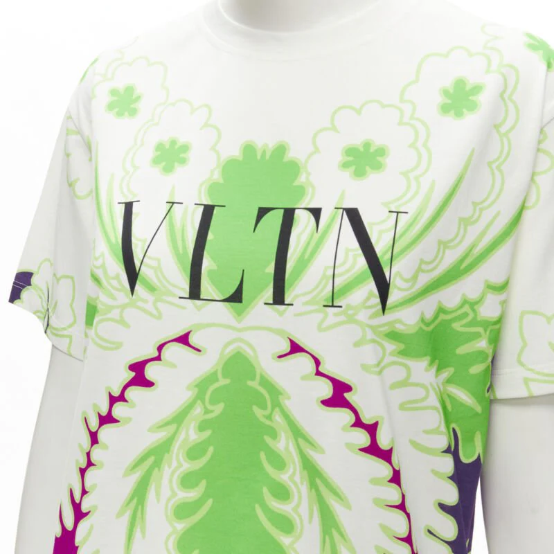 Women's Valentino Garavani neon floral cotton t-shirt - Image 8