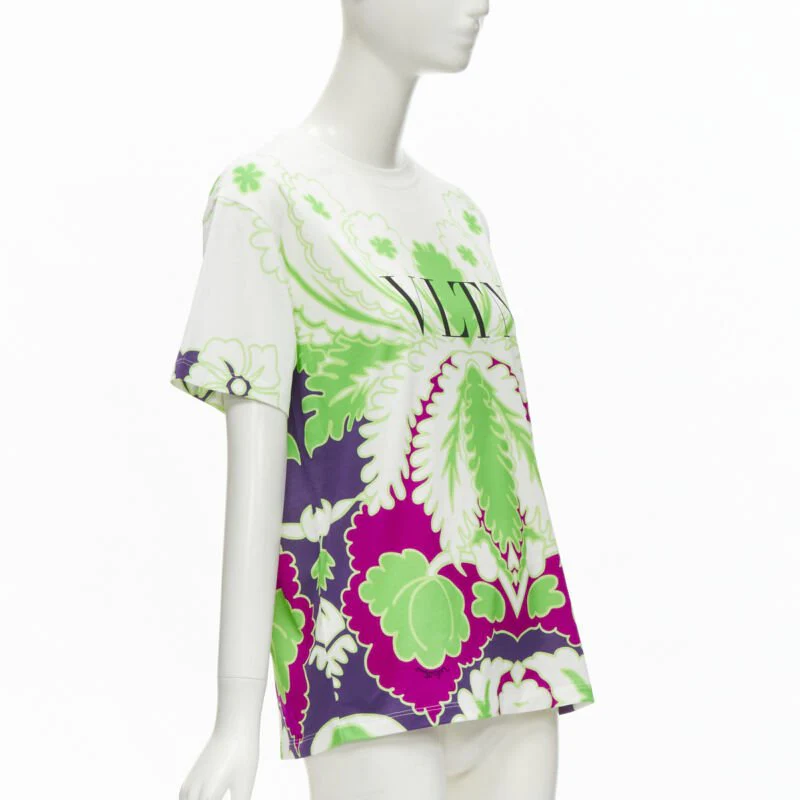 Women's Valentino Garavani neon floral cotton t-shirt - Image 9