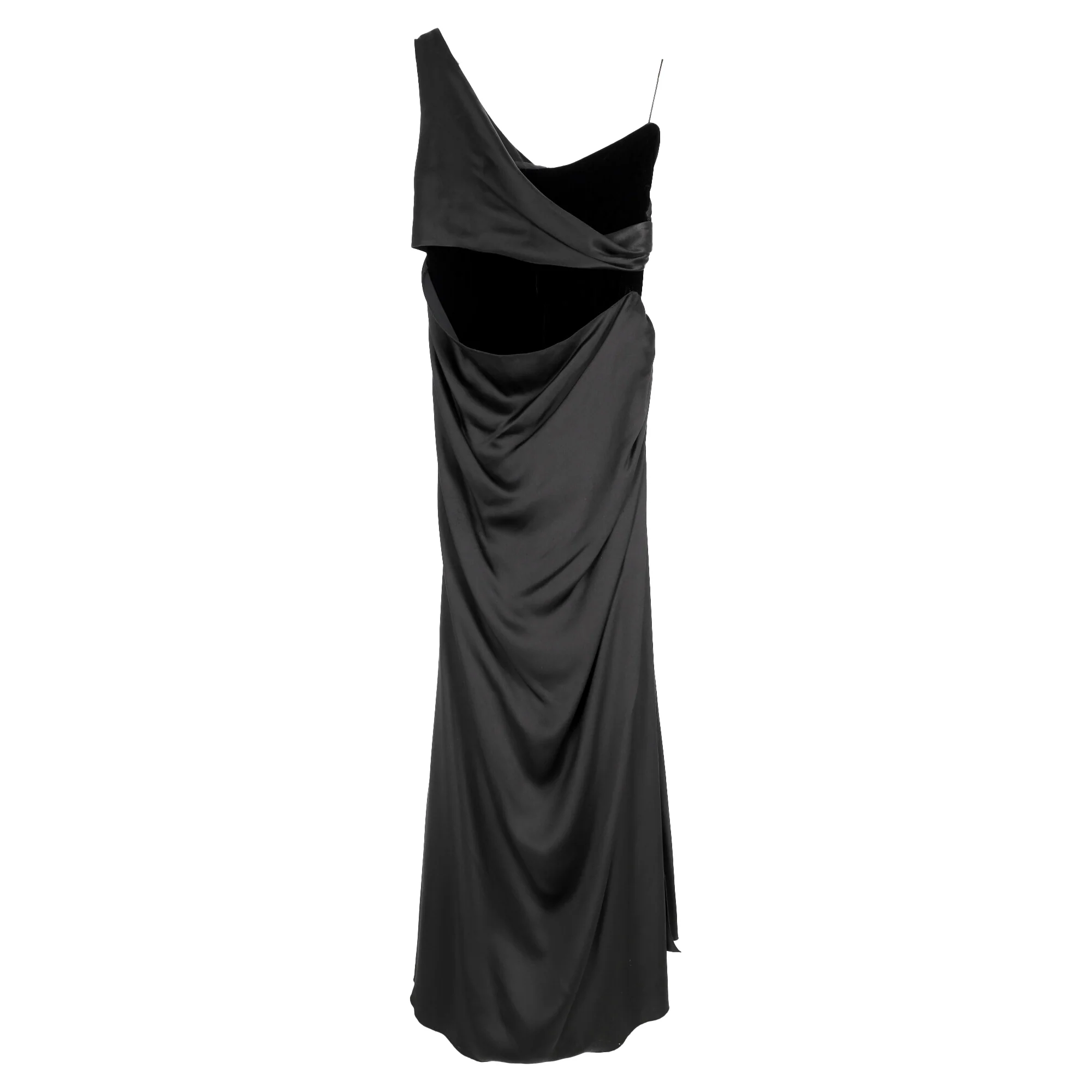 Women's Valentino Garavani One-Shoulder Cutout Maxi Dress in Black Silk - Image 2
