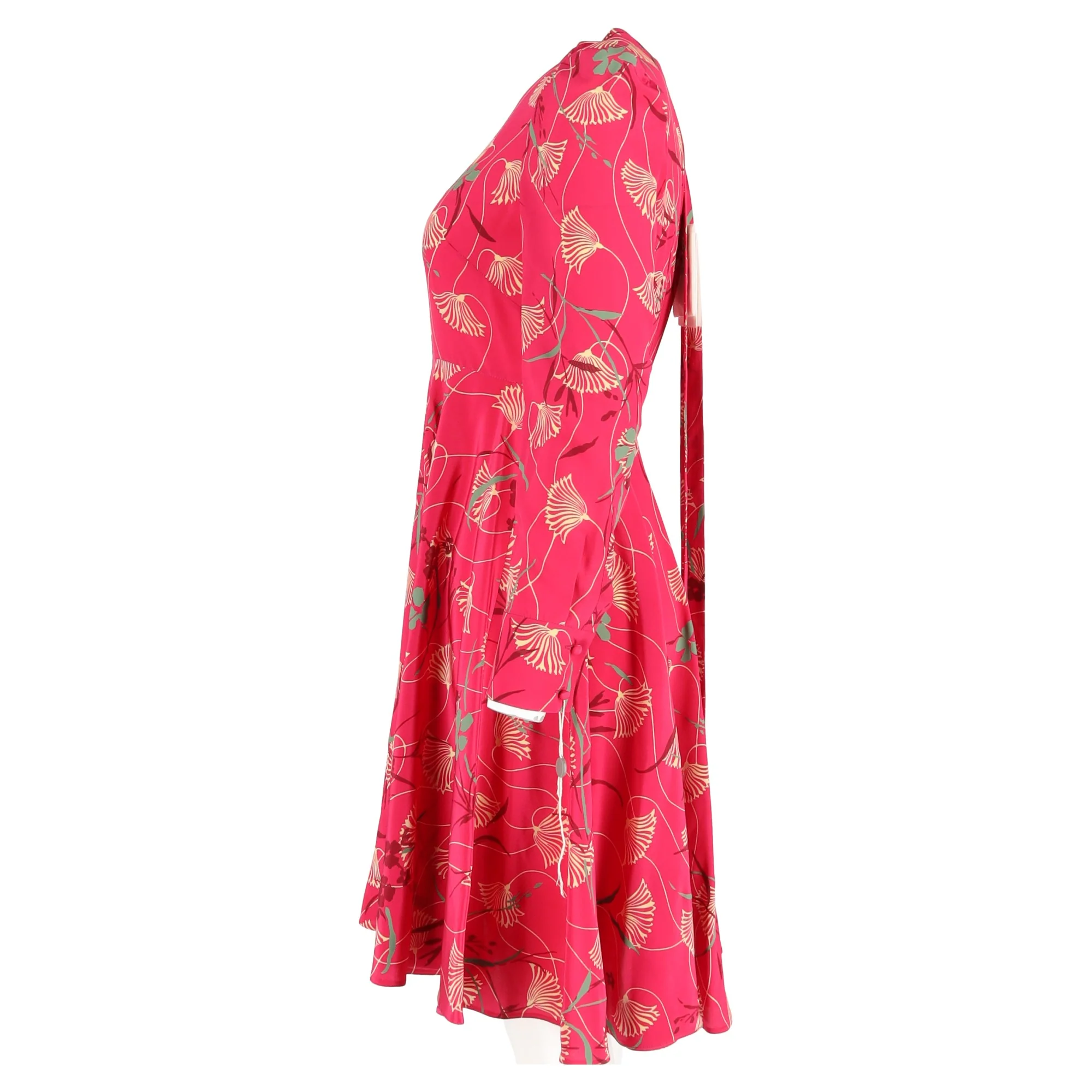 Women's Valentino Garavani Printed Crepe De Chine Dress In Pink Silk - Image 5