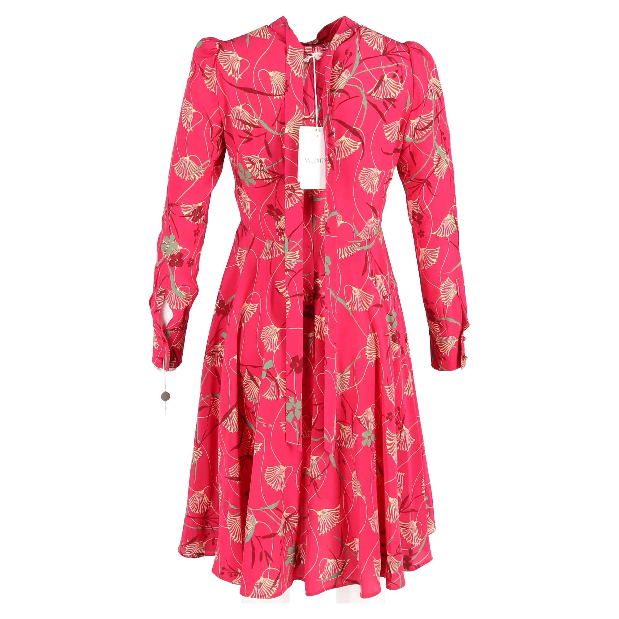 Women's Valentino Garavani Printed Crepe De Chine Dress In Pink Silk - Image 6