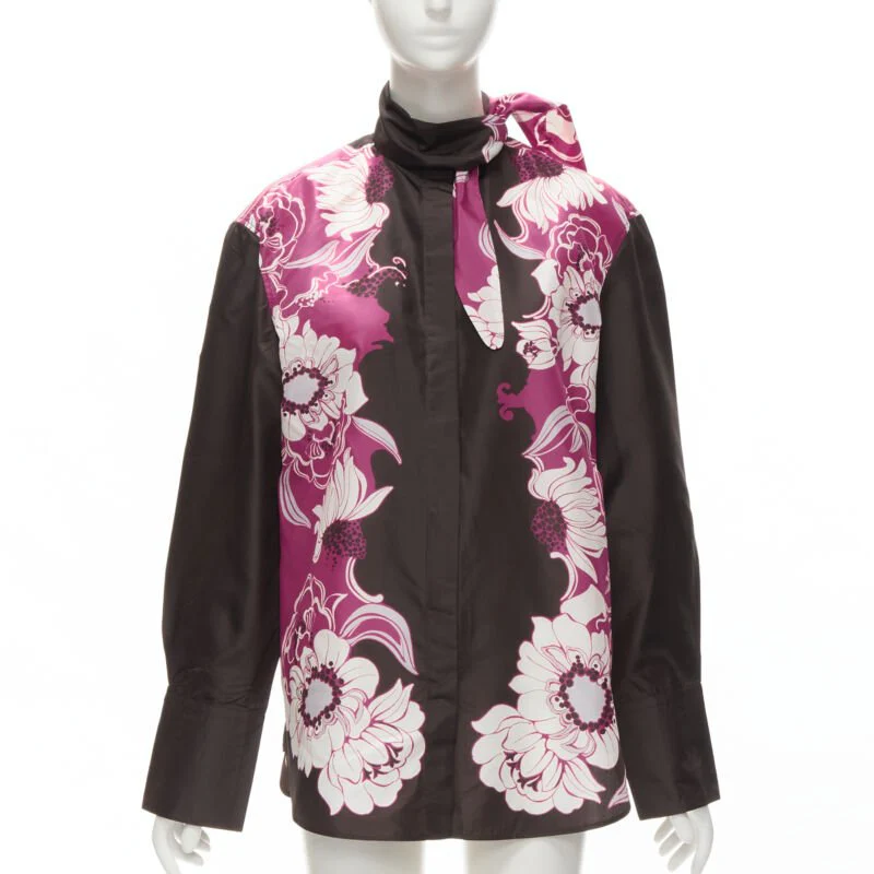 Women's Valentino Garavani silk taffeta floral print shirt - Image 7