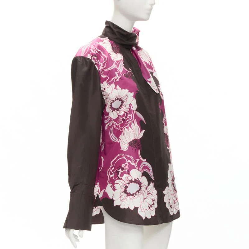 Women's Valentino Garavani silk taffeta floral print shirt - Image 9