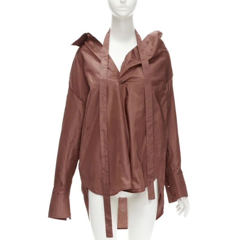 Women's Valentino Garavani silk taffeta neck tie shirt - Image 7