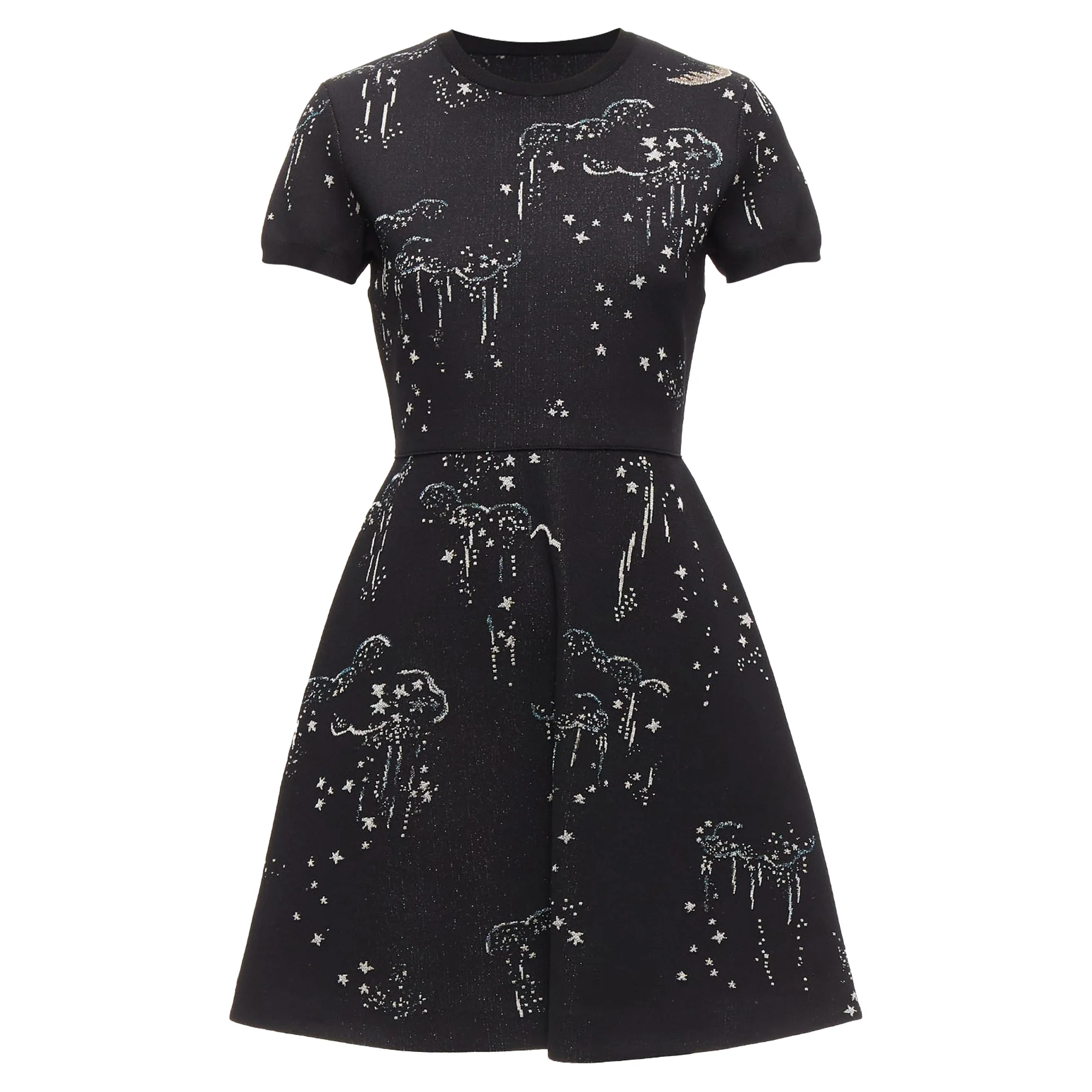 Women's Valentino Glitter Cloud Star Jacquard Fit Flare Dress