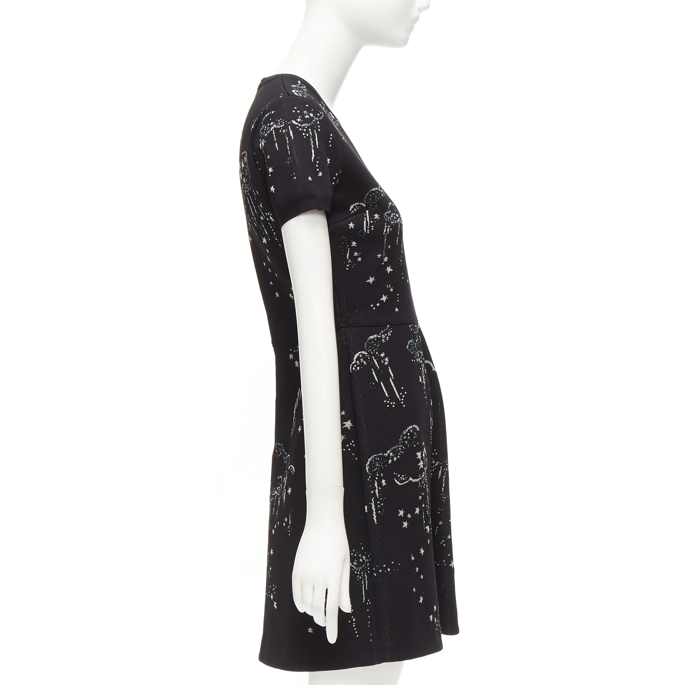 Women's Valentino Glitter Cloud Star Jacquard Fit Flare Dress - Image 10