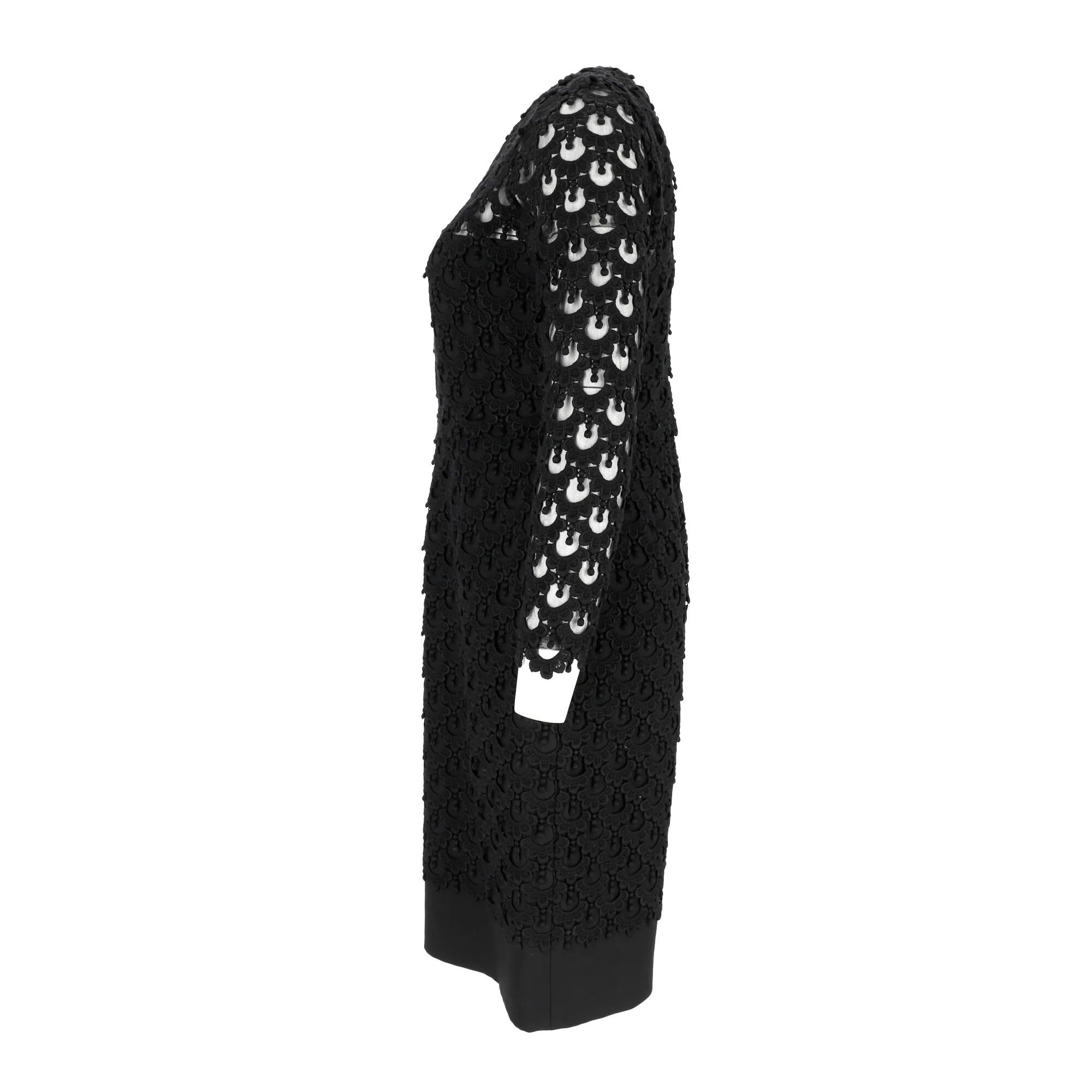 Women's Valentino Lace Pattern Midi Length Dress in Black Cotton - Image 8