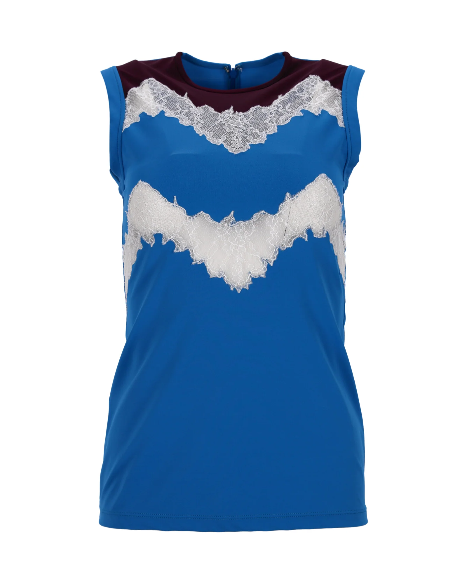 Women's Valentino Lace-Trimmed Sleeveless Top in Blue Polyamide
