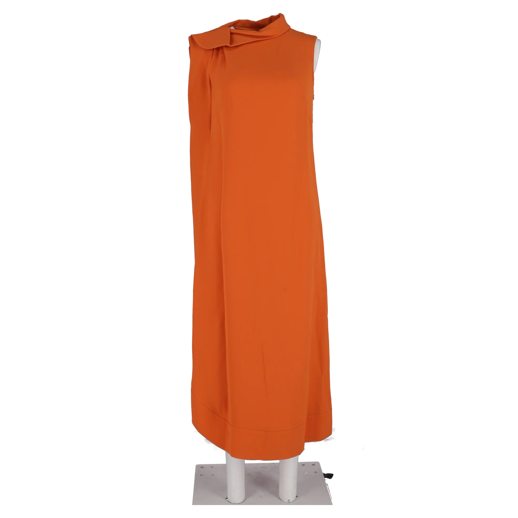 Women's Valentino Midi Asymmetric Tent Dress in Orange Silk - Image 4