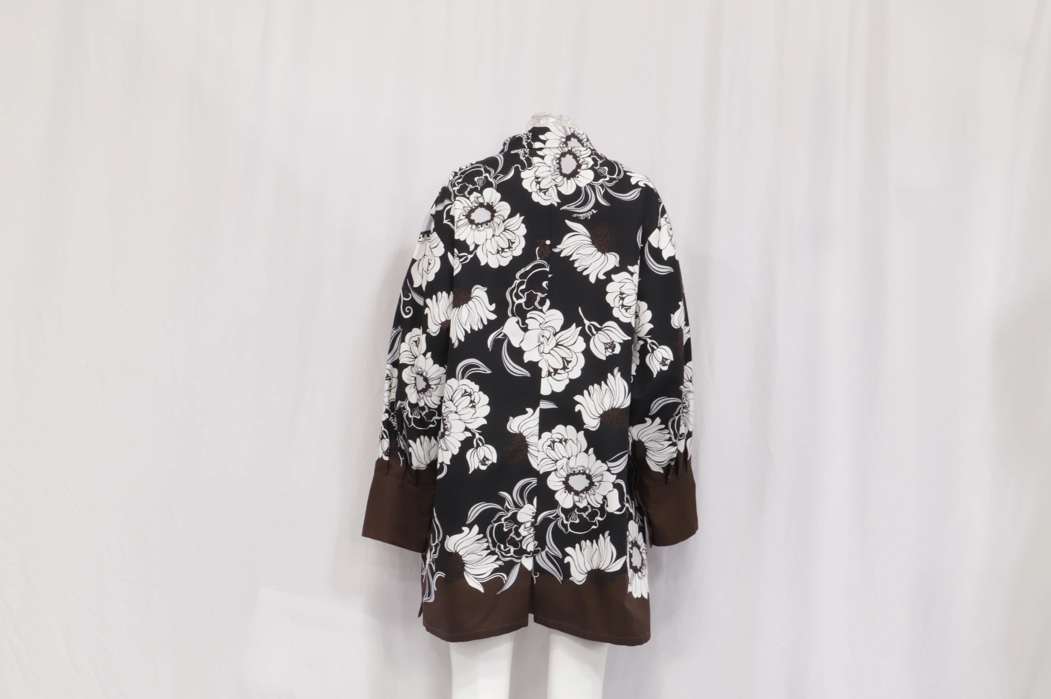 Women's Valentino Oversized Floral-Print Mini Shirt Dress in Brown Cotton And Silk - Image 10