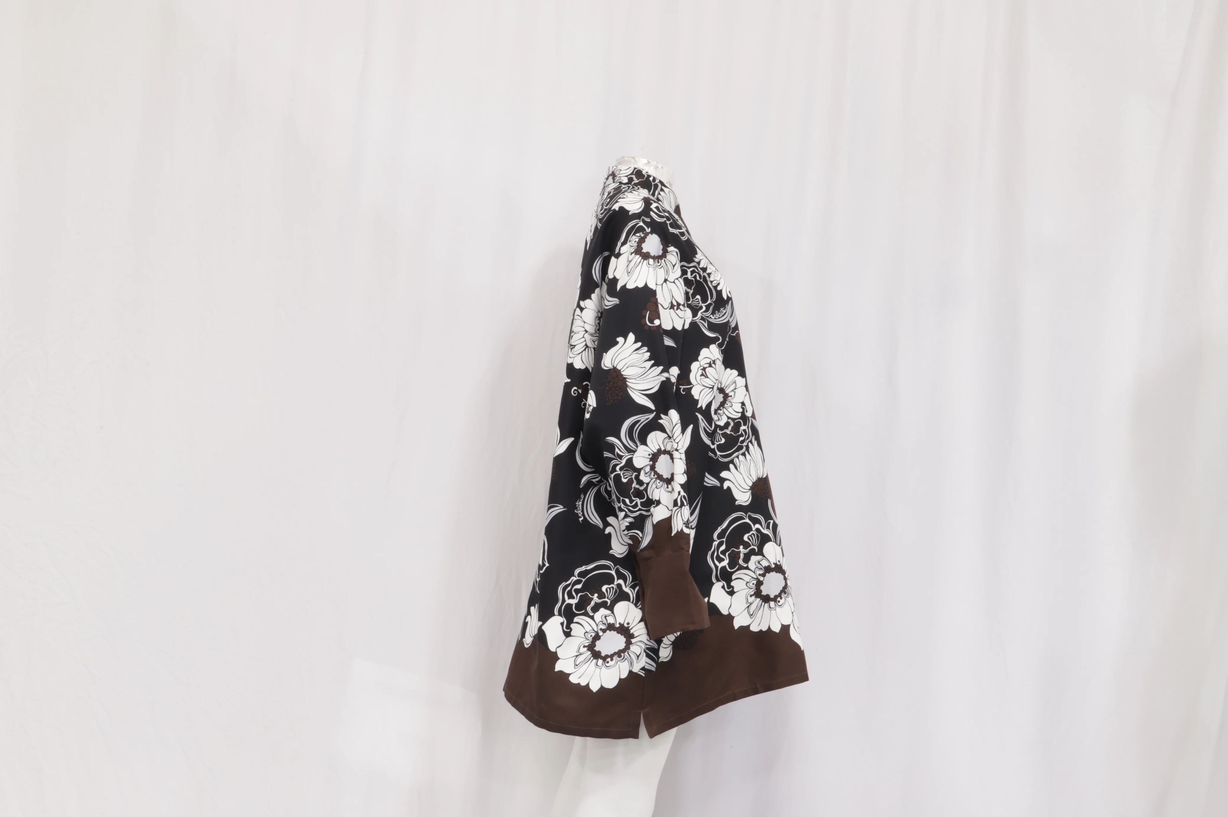 Women's Valentino Oversized Floral-Print Mini Shirt Dress in Brown Cotton And Silk - Image 9